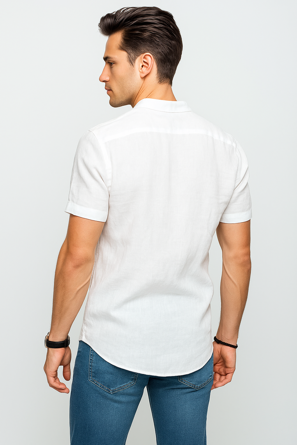 Camisas Para Hombre Relaxed Fit Lino B51373 Blanco