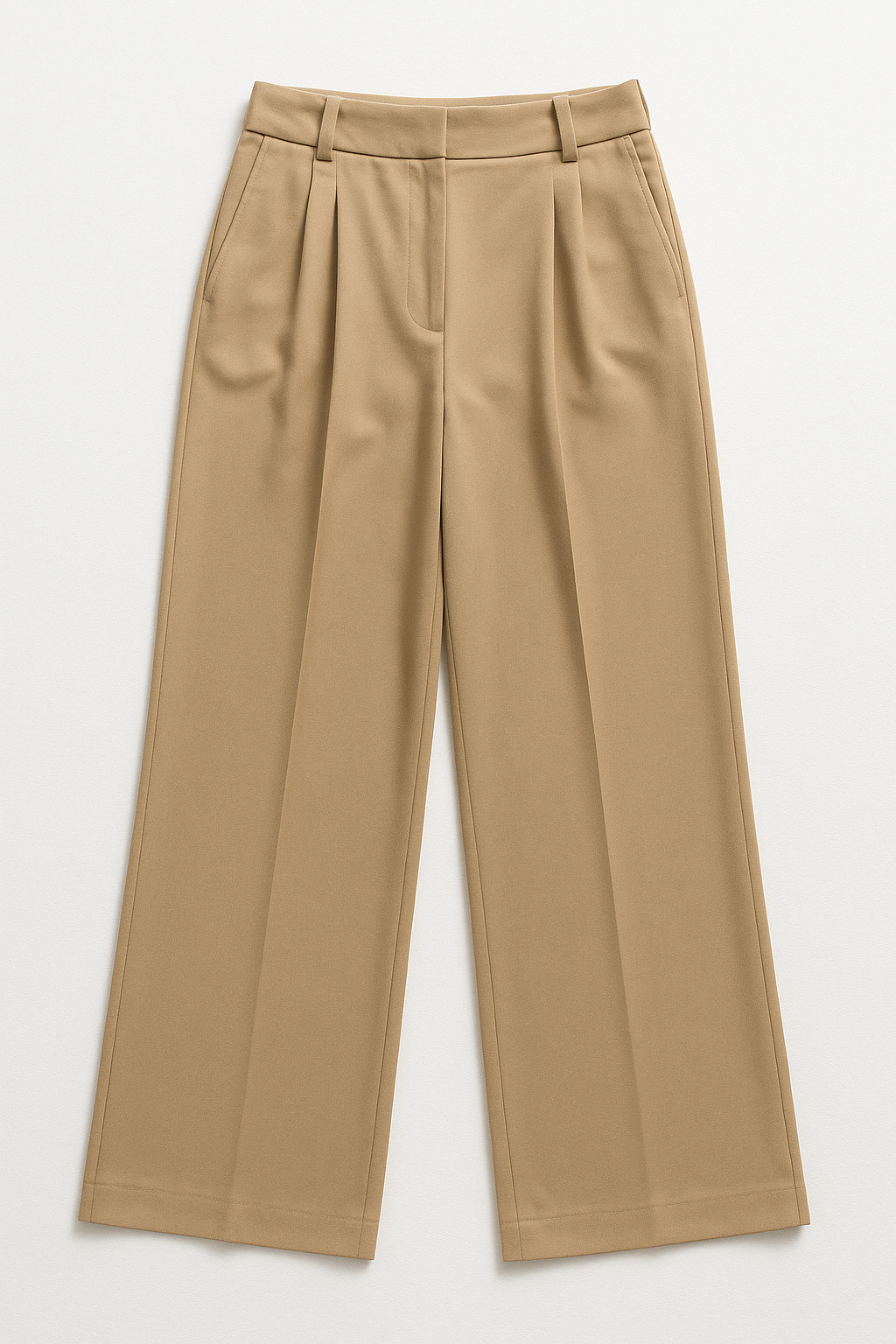 Pantalones Para Mujer Básico Amplio Con Pinzas W53113 Beige