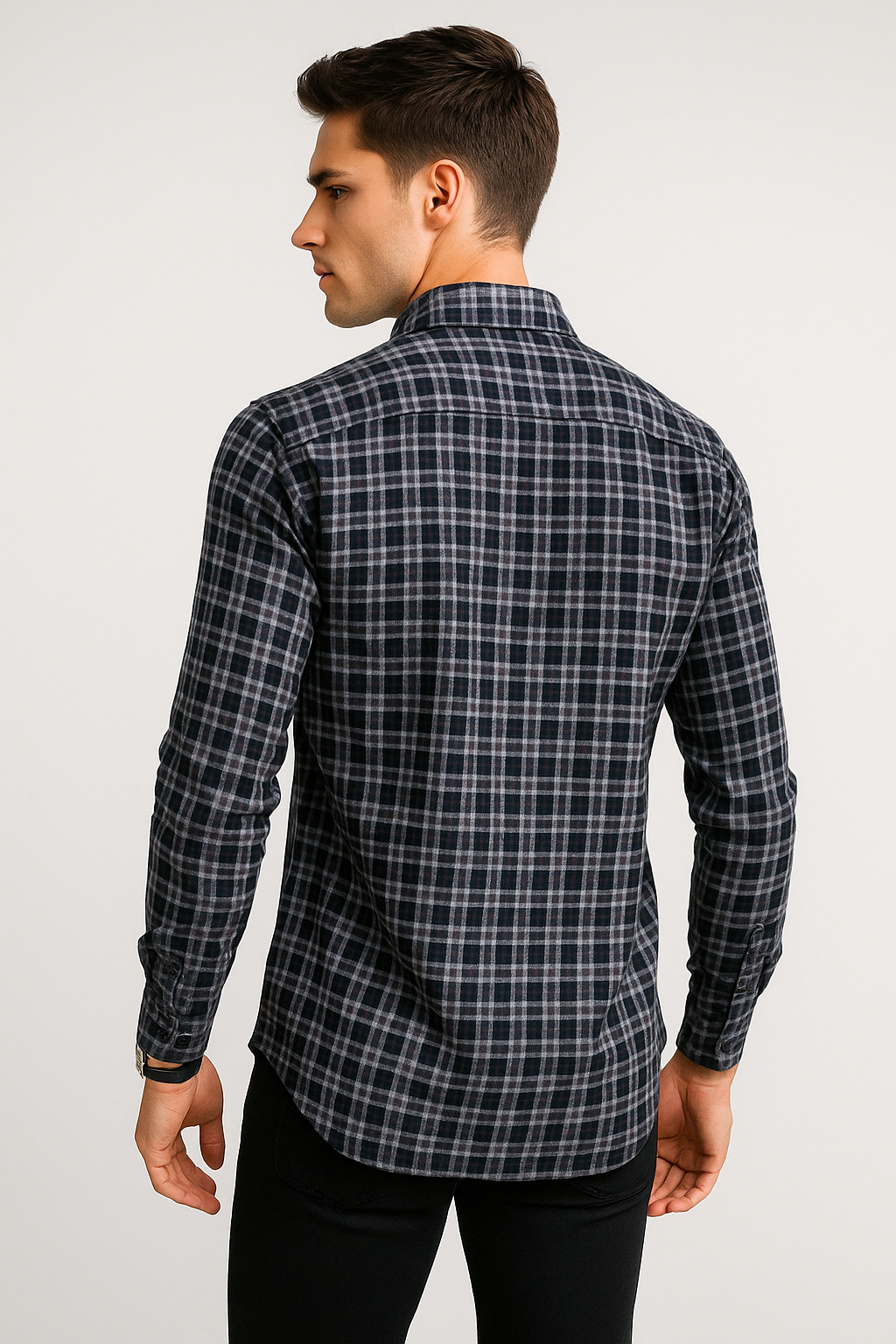 Camisas Para Hombre Corrugada Microcuadros B55310 Oxford