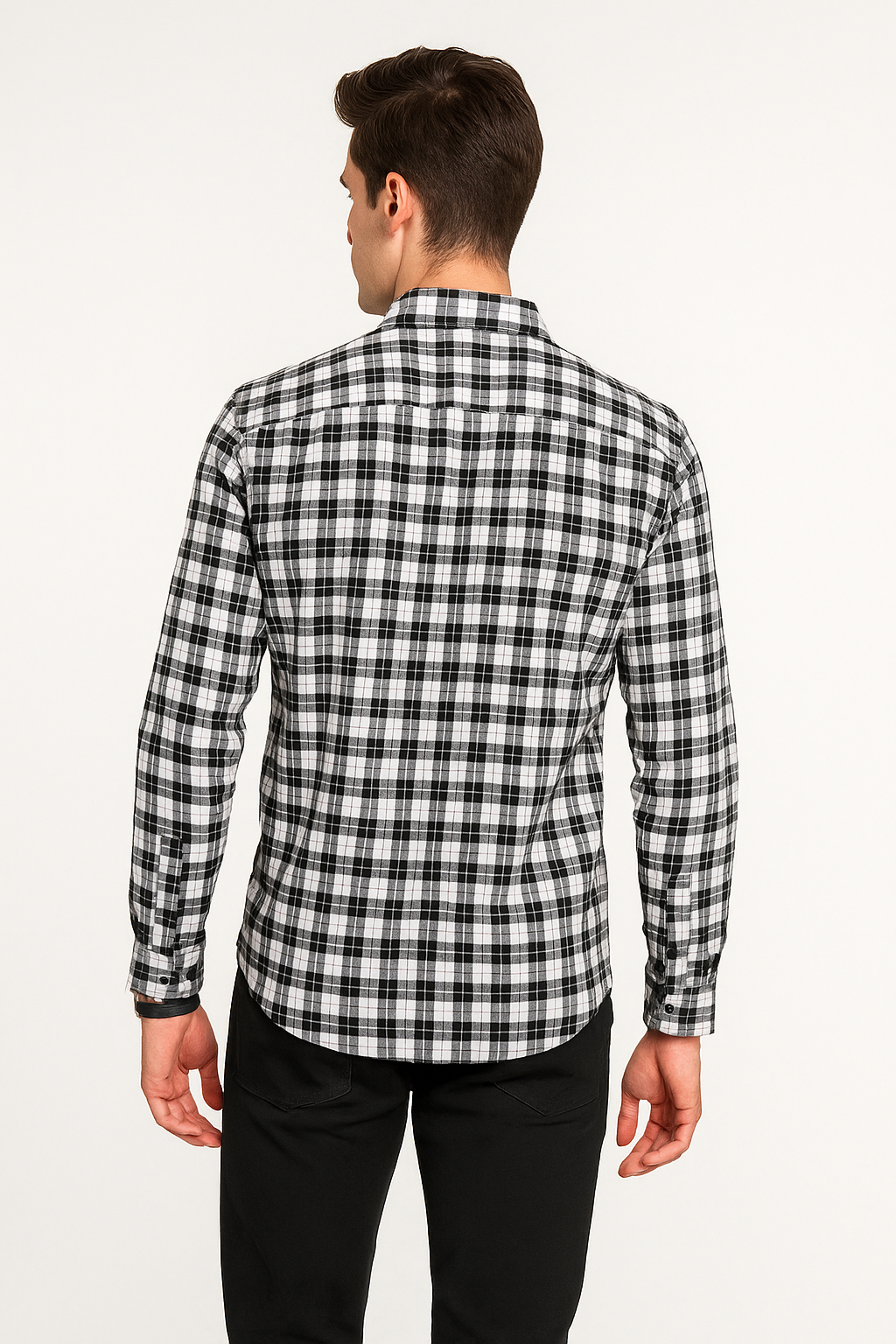 Camisas Para Hombre Corrugada Microcuadros B55310 Crema