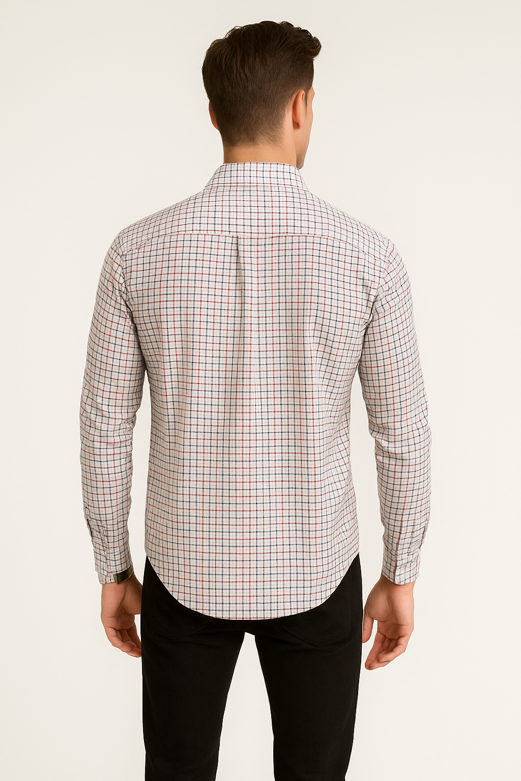 Camisas Para Hombre Corrugada Microcuadros B55310 Rojo