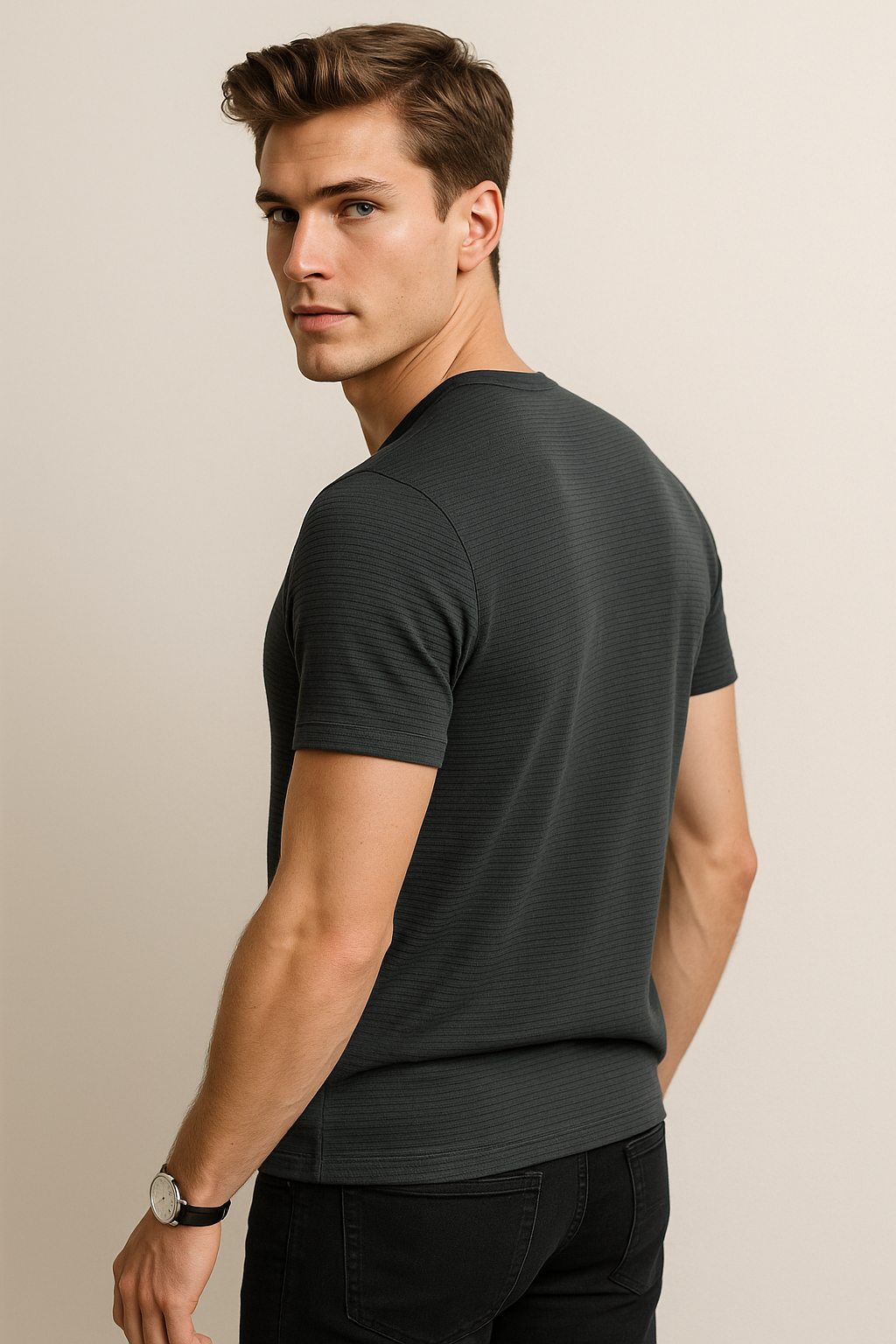 Playeras Para Hombre Con Bordones A55307 Negro