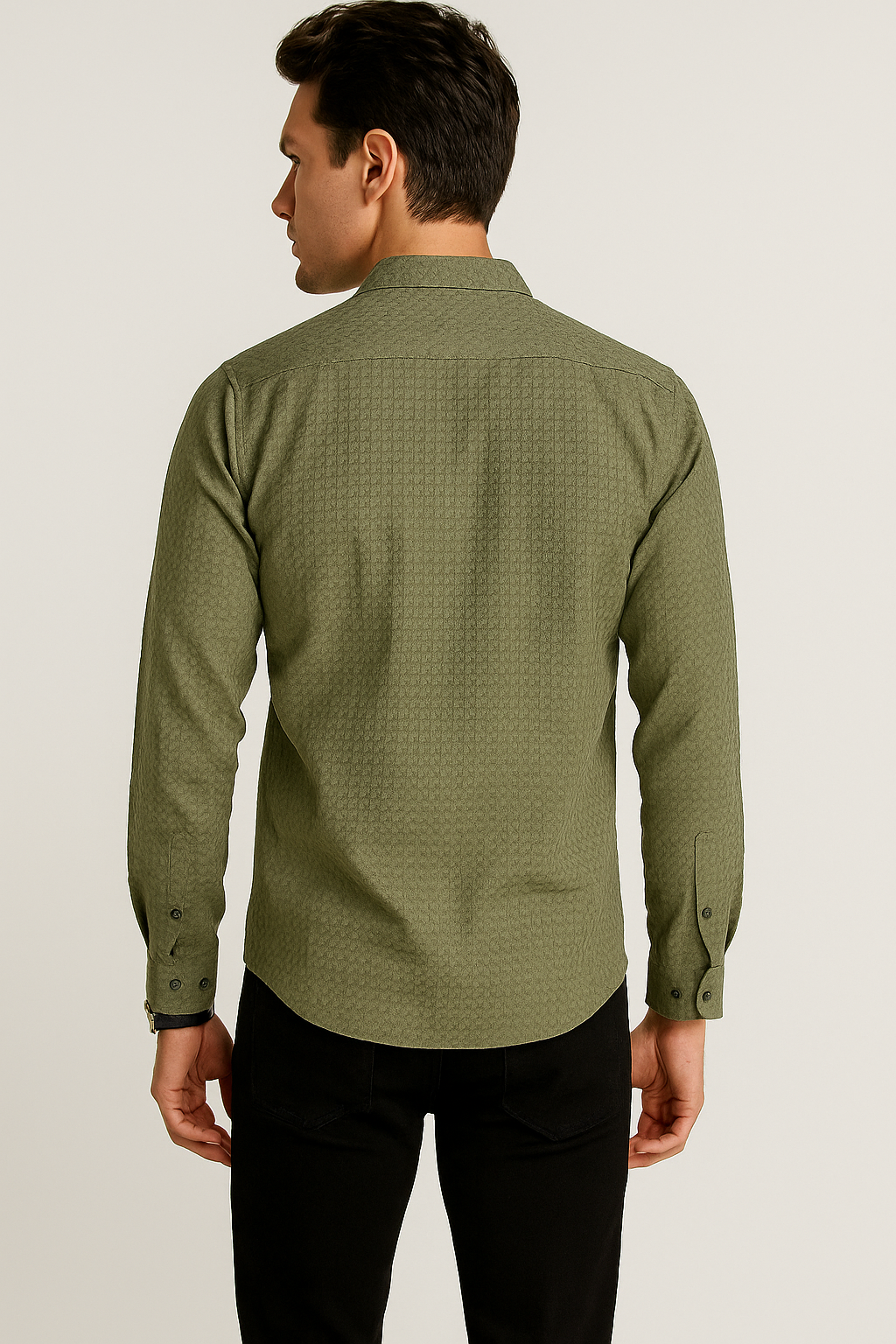 Camisas Para Hombre Jacquard Con Relieve Geométrico B55315 Olivo