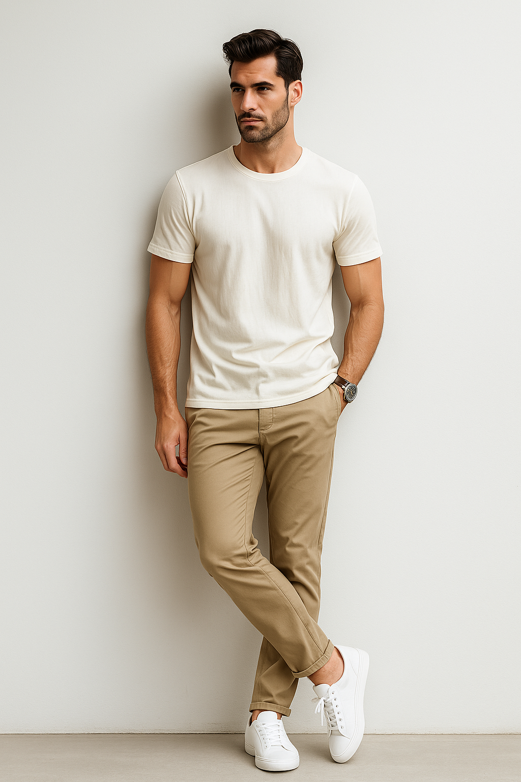 Playeras Para Hombre Manga Corta Midwieght A55306 Crema