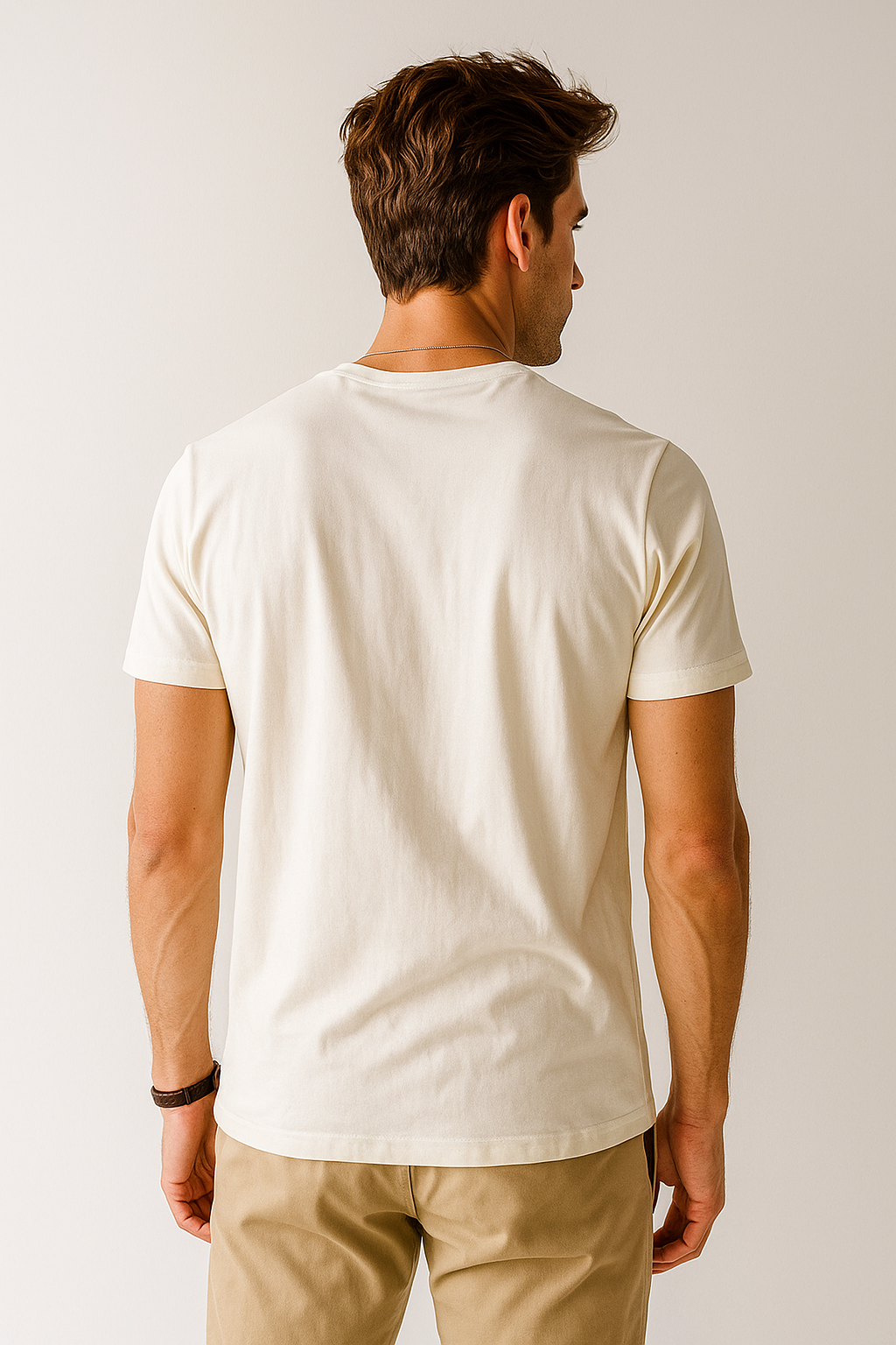 Playeras Para Hombre Manga Corta Midwieght A55306 Crema