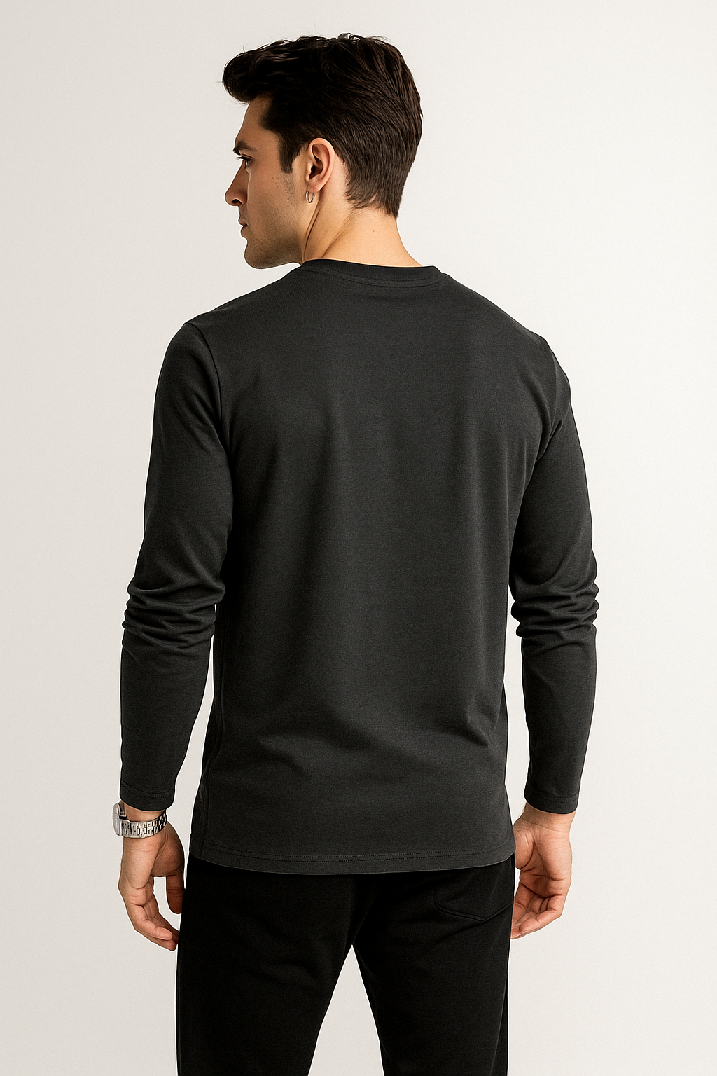 Playeras Para Hombre Manga Larga Textura A55311 Negro