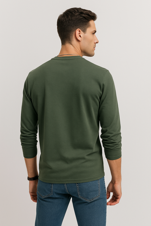 Playeras Para Hombre Manga Larga Textura A55311 Olivo