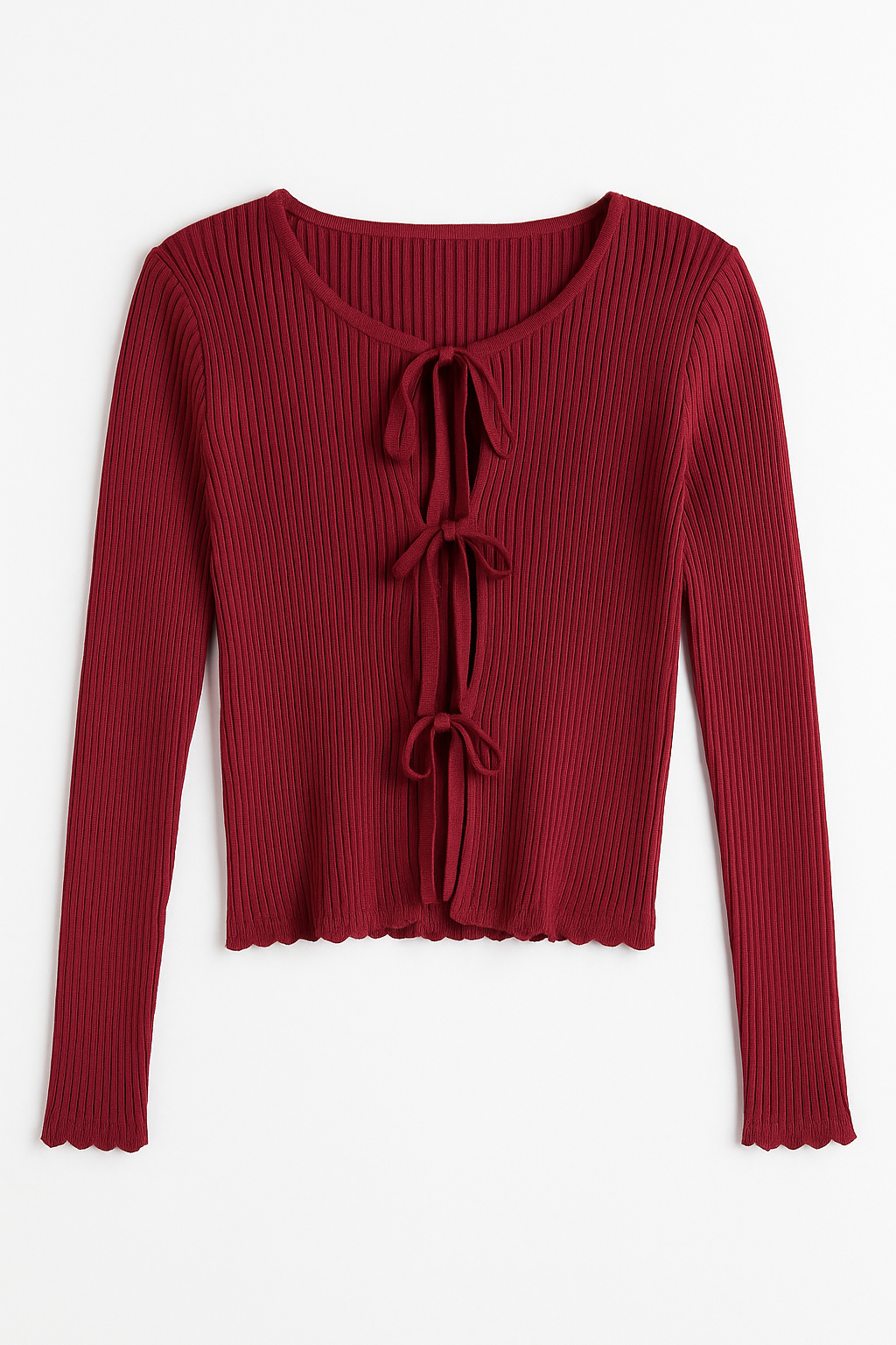 Blusas Para Mujer Tejido Diseño De Listones Al Frente O53202 Vino