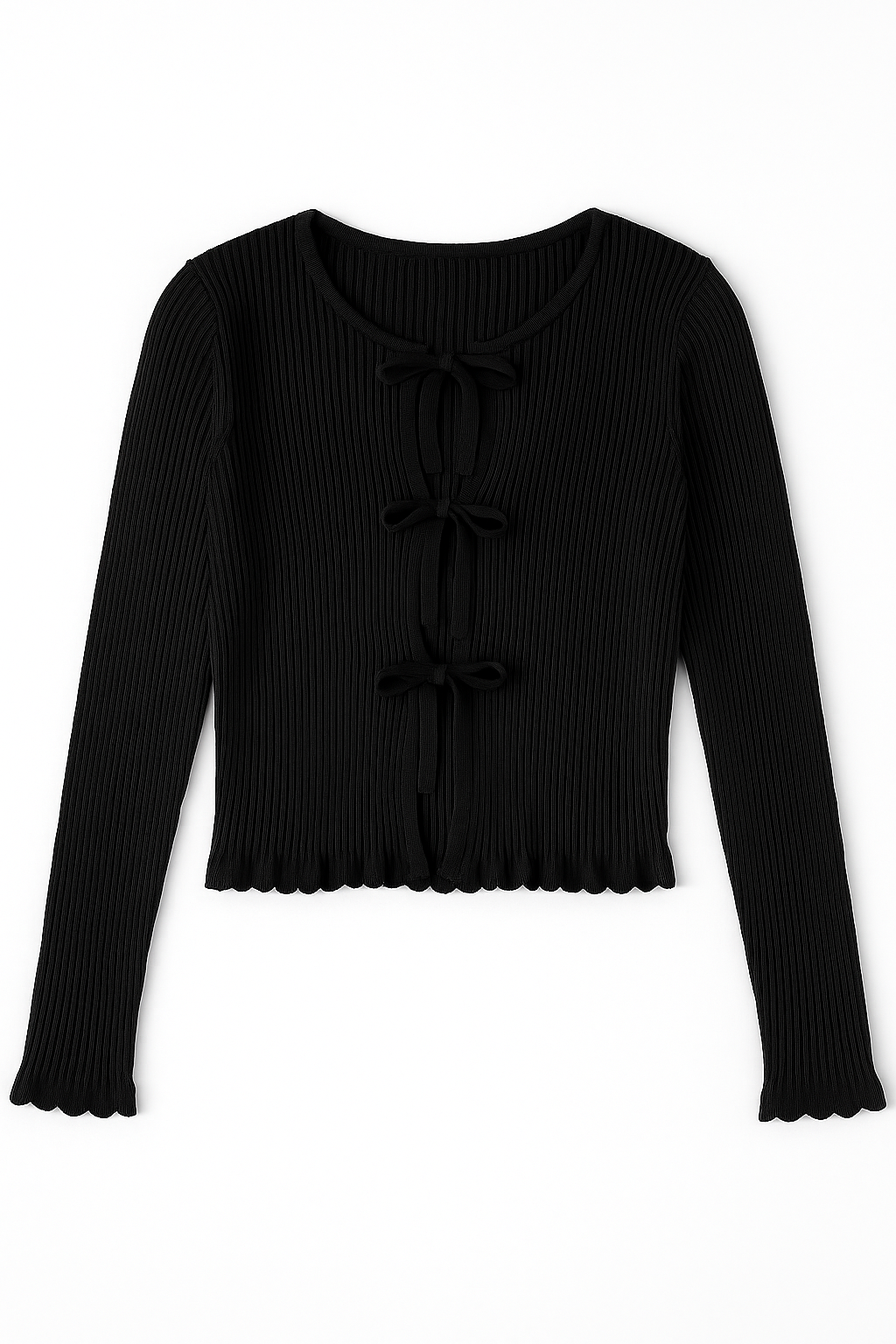 Blusas Para Mujer Tejido Diseño De Listones Al Frente O53202 Negro