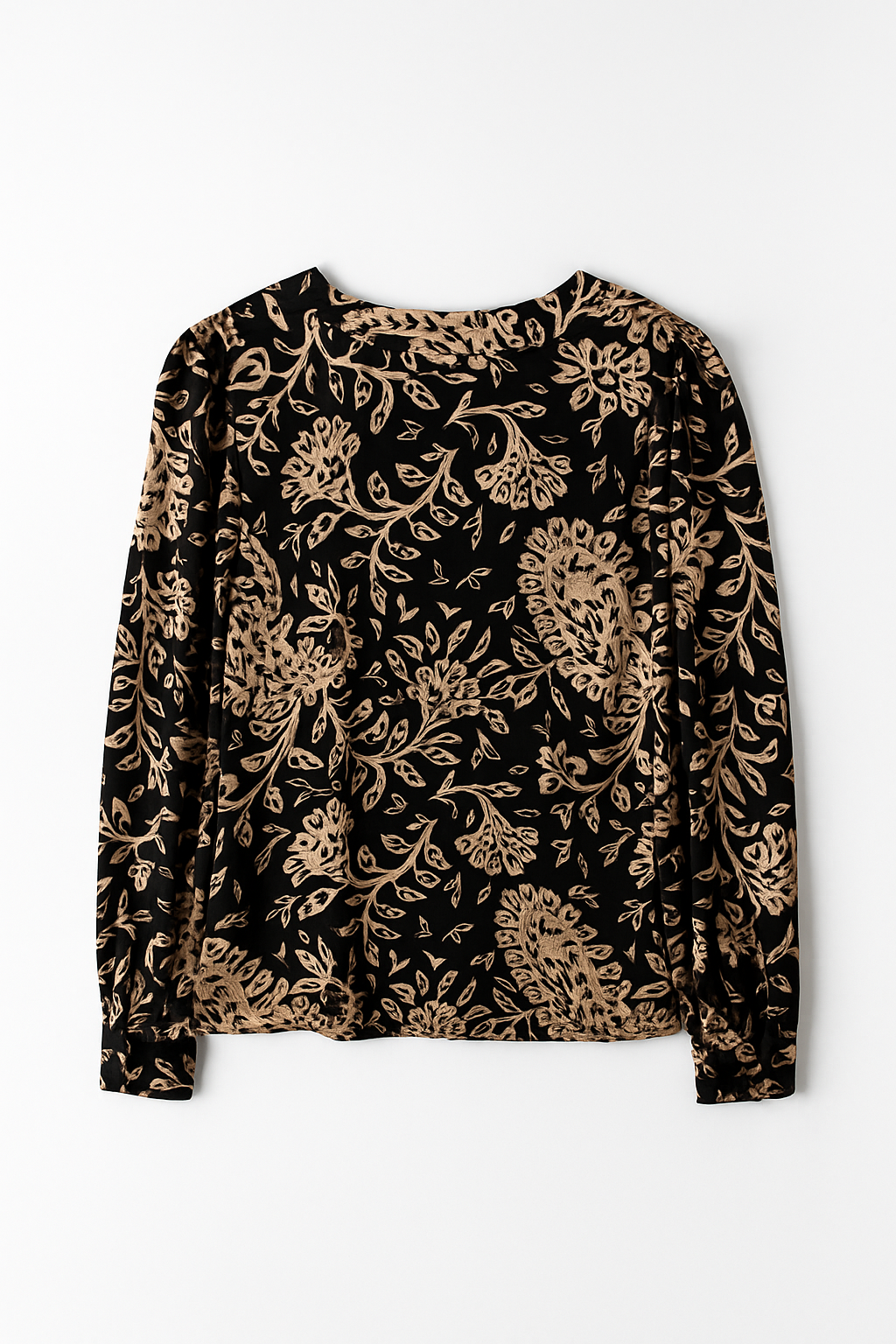 Blusas Para Mujer Estampado Floral Y Escote Con Lazo N53110 Negro