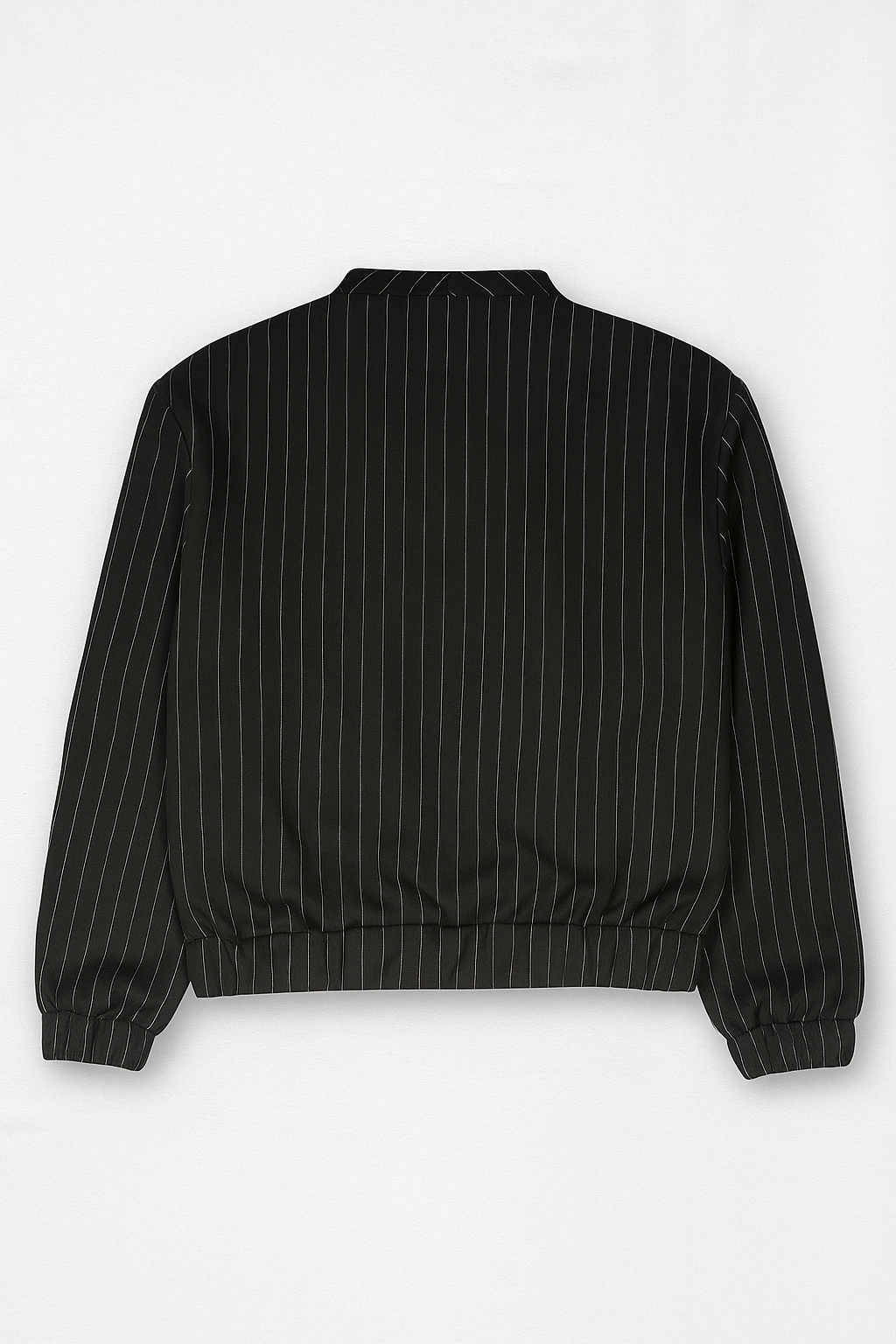 Chamarras Para Mujer Corta De Rayas Con Bolsillos Q53102 Negro