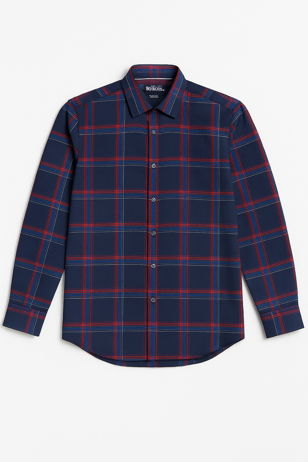 Camisas Para Hombre Manga Larga De Cuadros B55313 Marino