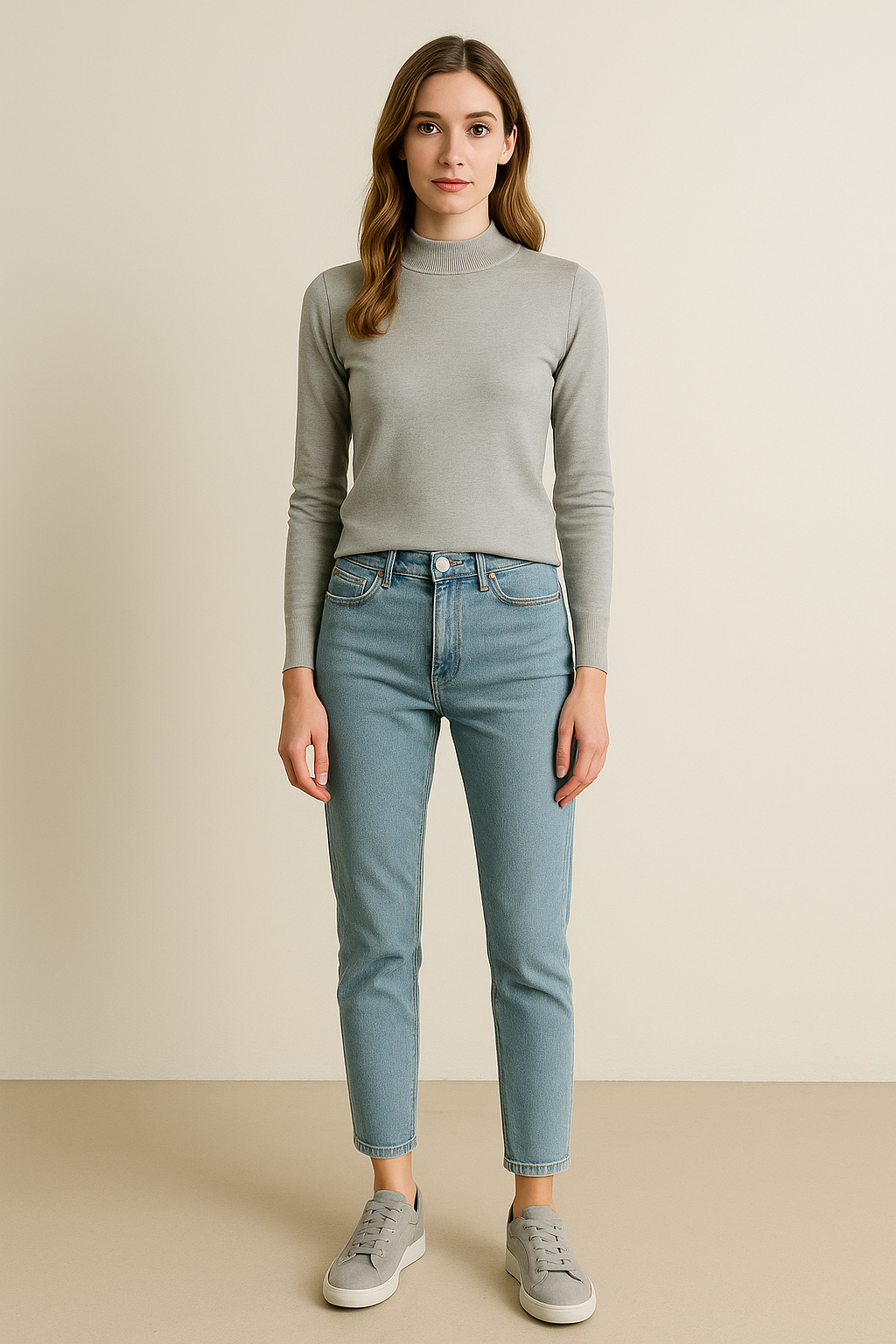 Sueteres Para Mujer Liso De Cuello Alto O43202 Gris