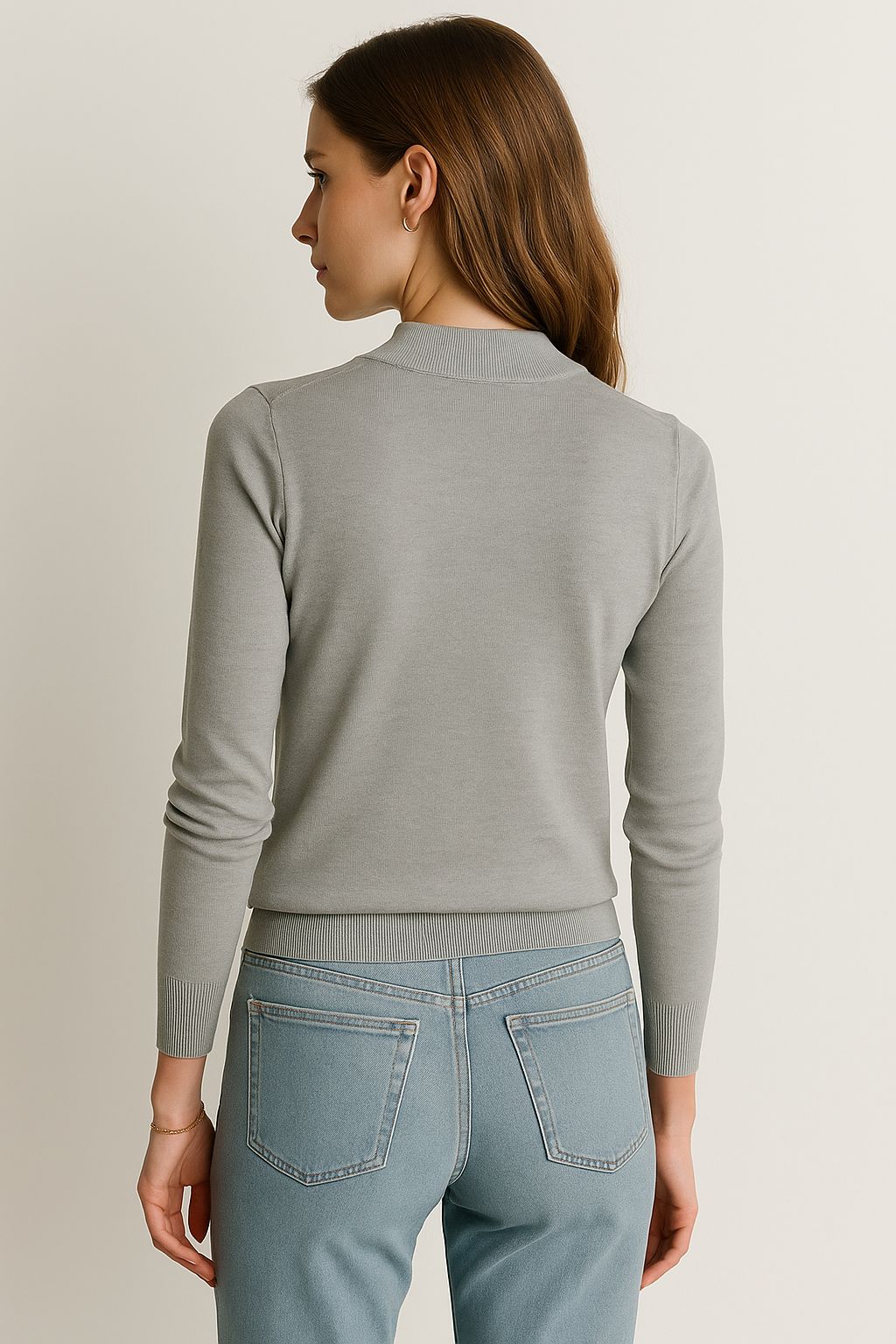 Sueteres Para Mujer Liso De Cuello Alto O43202 Gris