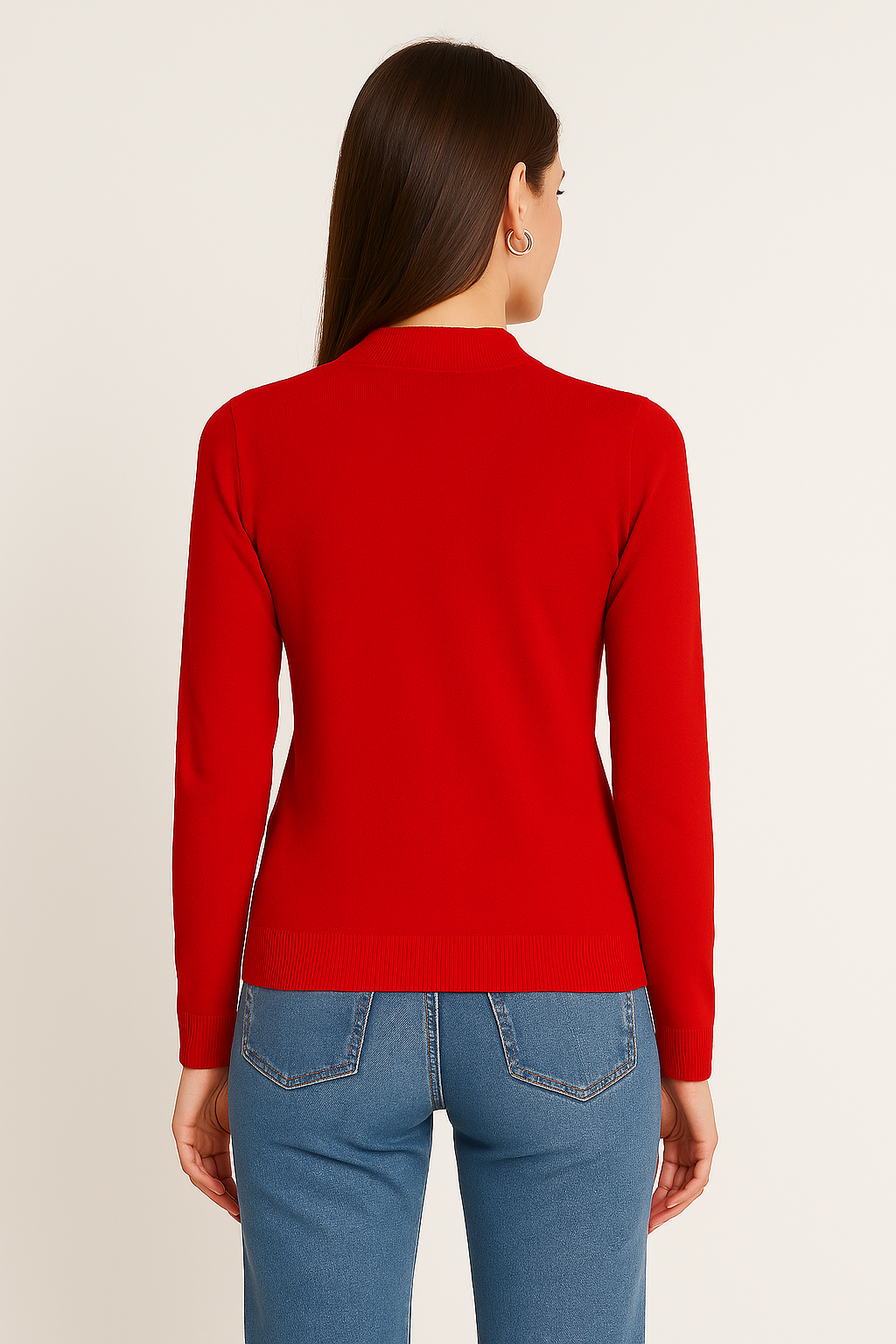 Sueteres Para Mujer Liso De Cuello Alto O43202 Rojo