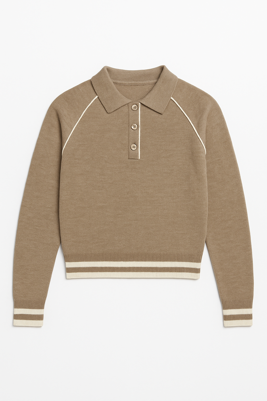 Suéteres Para Mujer Tipo Polo Manga Ranglan O53200 Taupe