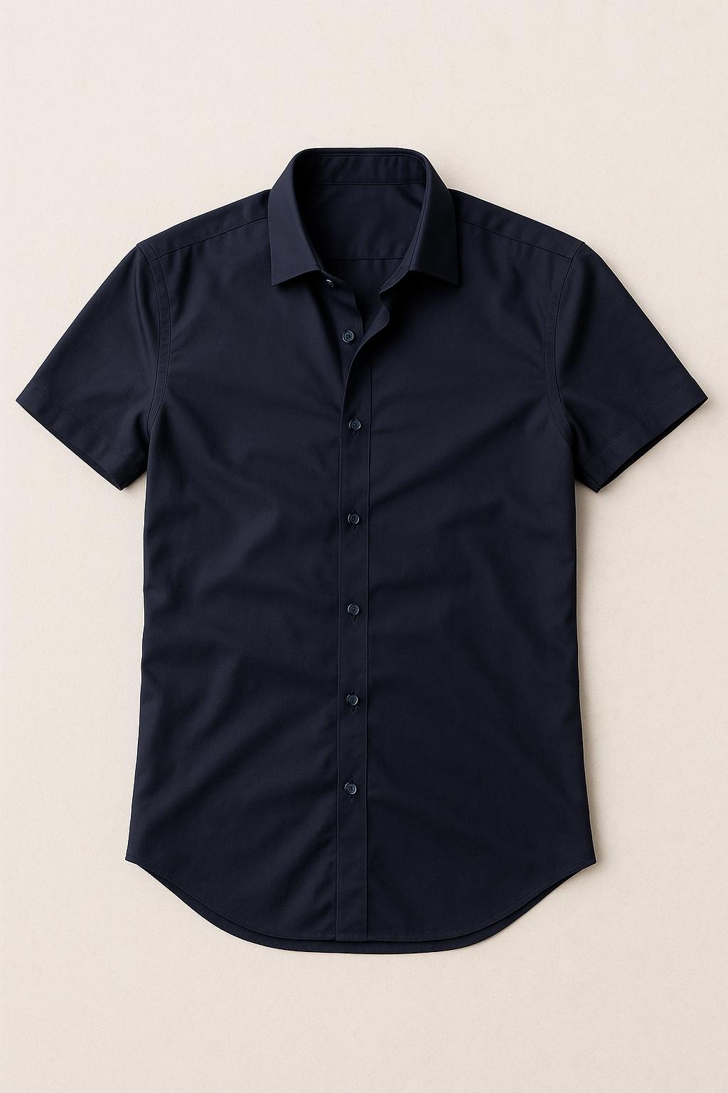 Camisas Para Hombre Lisa De Manga Corta Cuello Italiano Slim Fit BPOPMC Marino