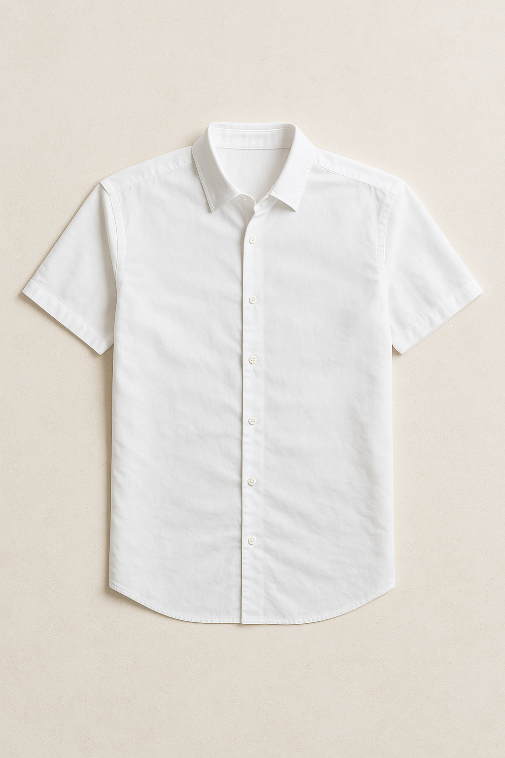 Camisas Para Hombre Lisa De Manga Corta Cuello Italiano Slim Fit BPOPMC Blanco