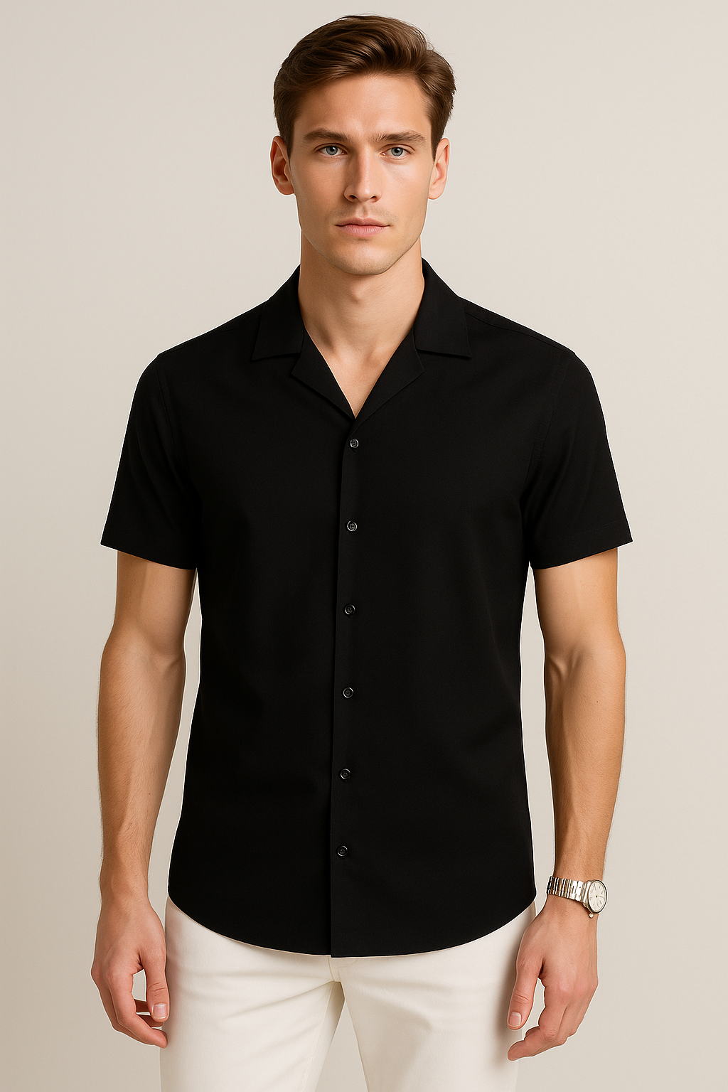 Camisas Para Hombre Relaxed Fit Satinada B51351 Negro