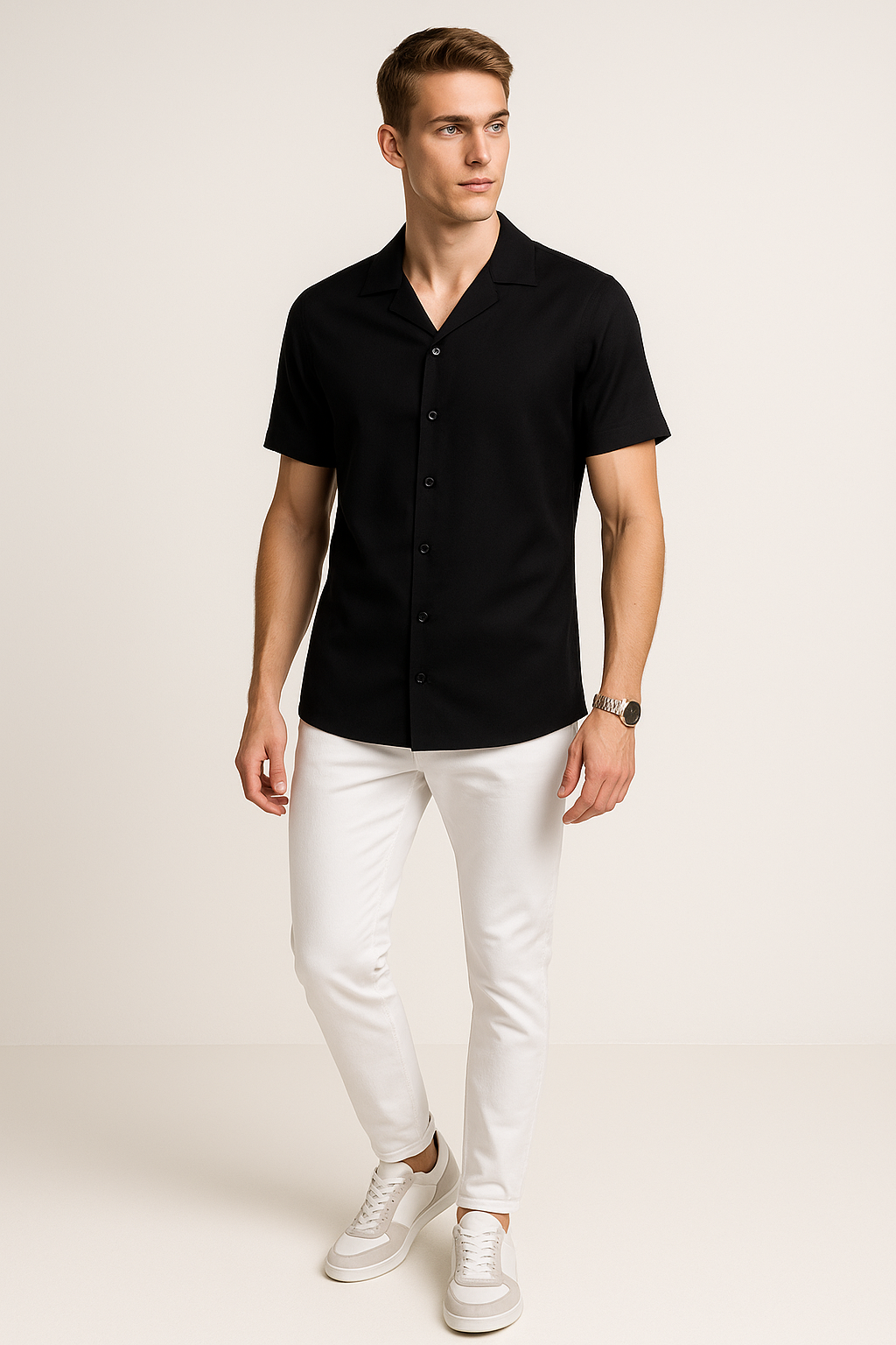 Camisas Para Hombre Relaxed Fit Satinada B51351 Negro
