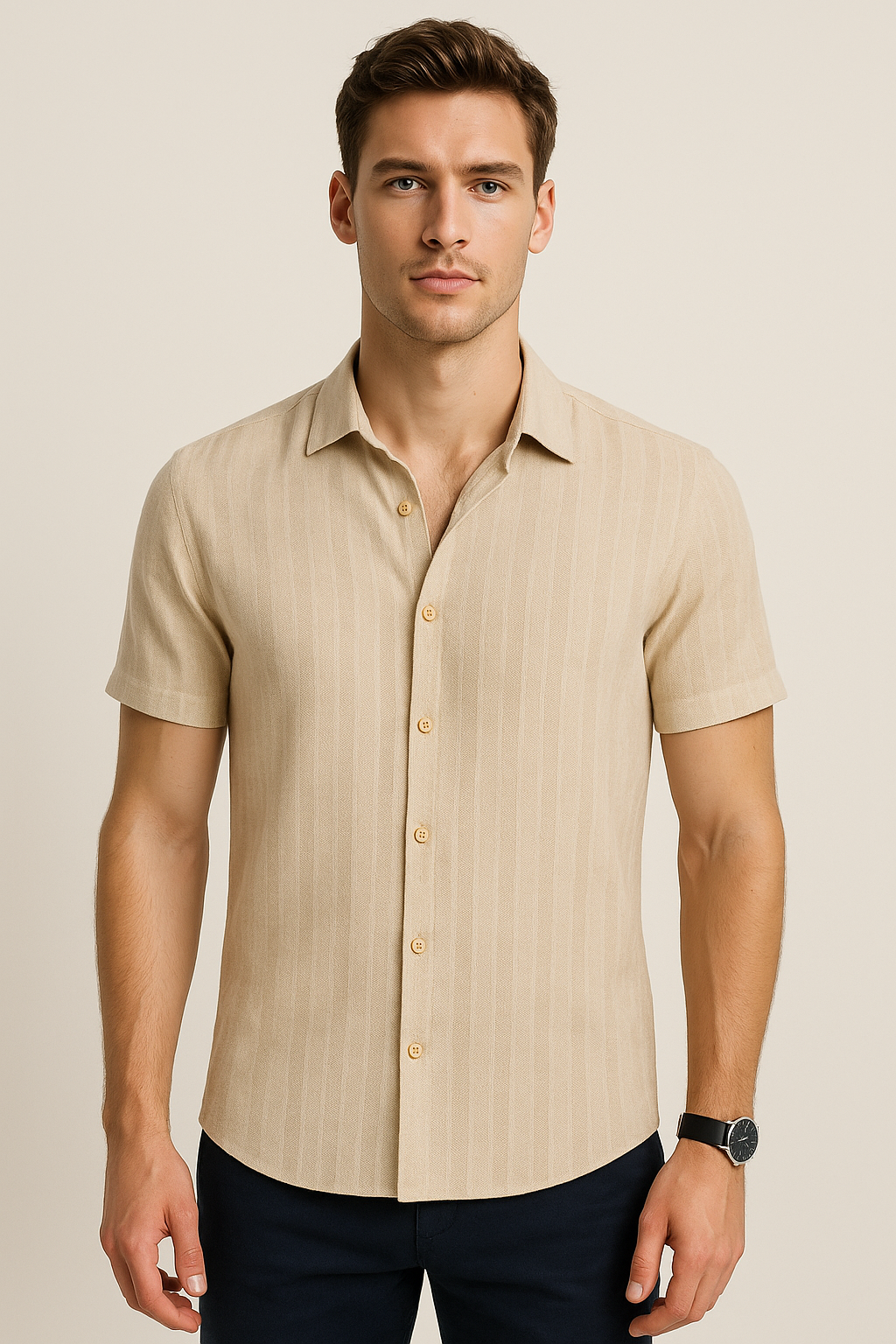 Camisas Para Hombre Regular Fit Solida B51359 Kaki