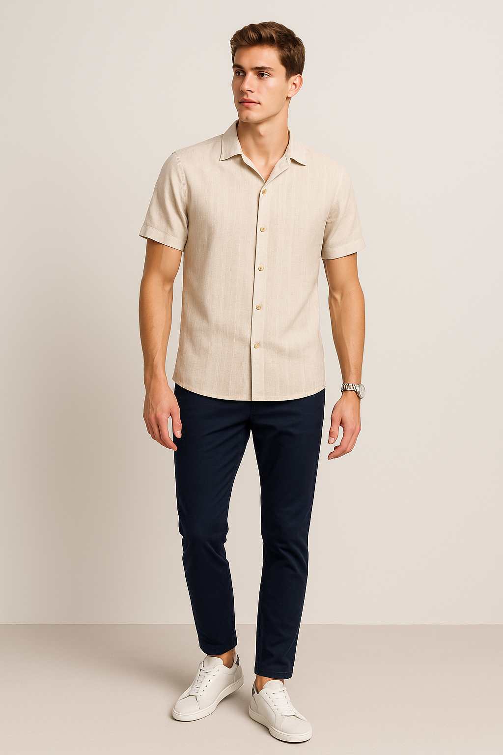 Camisas Para Hombre Regular Fit Solida B51359 Kaki