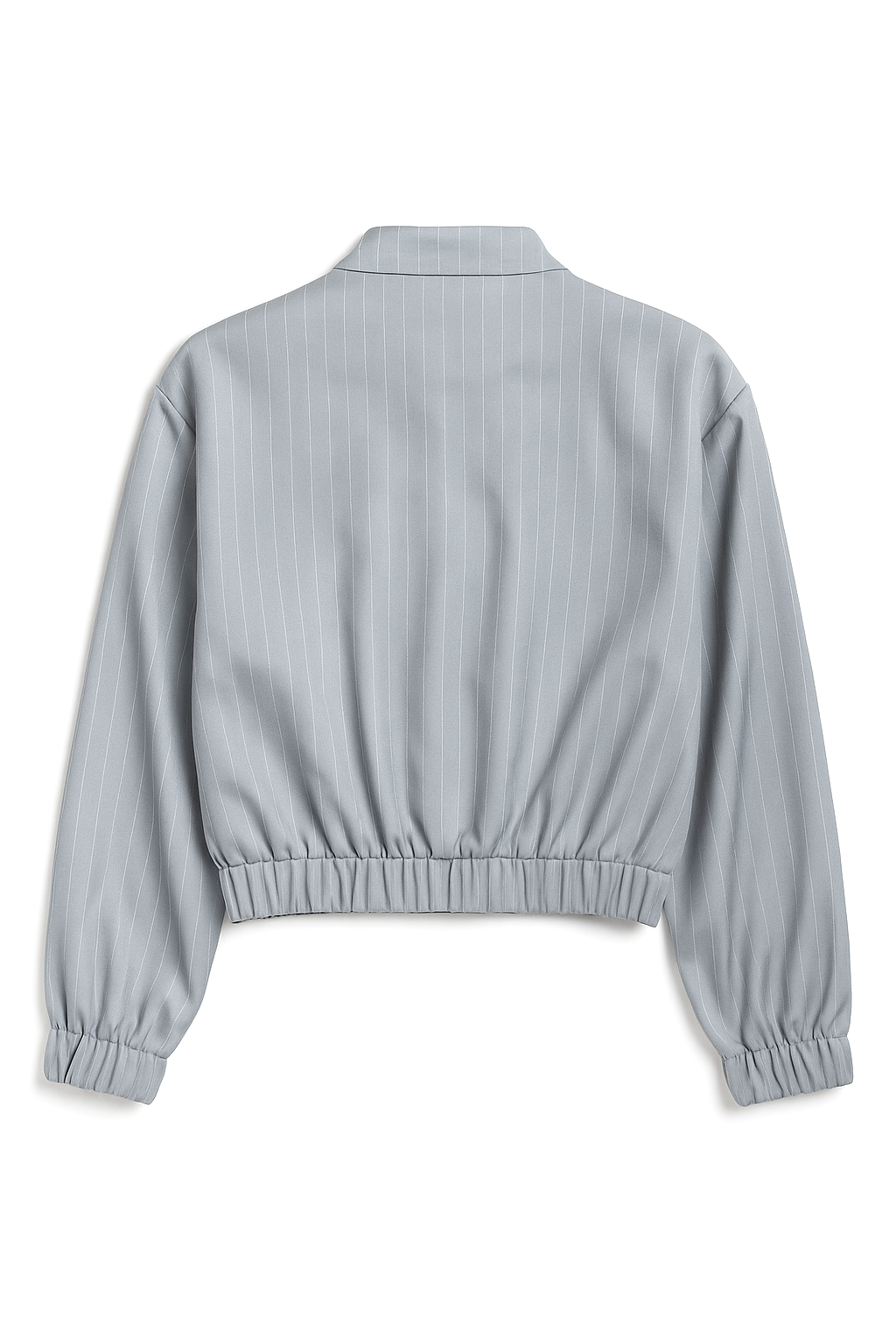 Chamarras Para Mujer Corta De Rayas Con Bolsillos Q53102 Gris