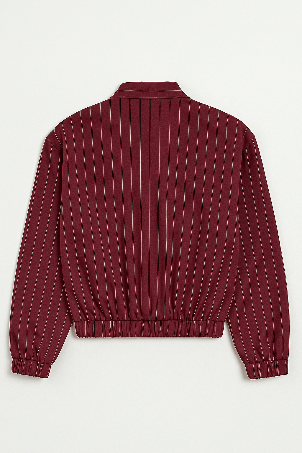 Chamarras Para Mujer Corta De Rayas Con Bolsillos Q53102 Vino