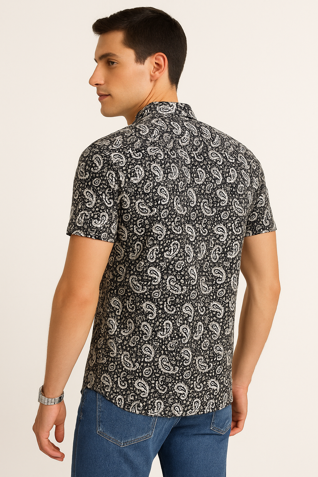 Camisas Para Hombre Estilo Lino B51366 Negro