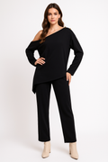 Blusas Para Mujer Asimétrica con Botones N53134 Negro