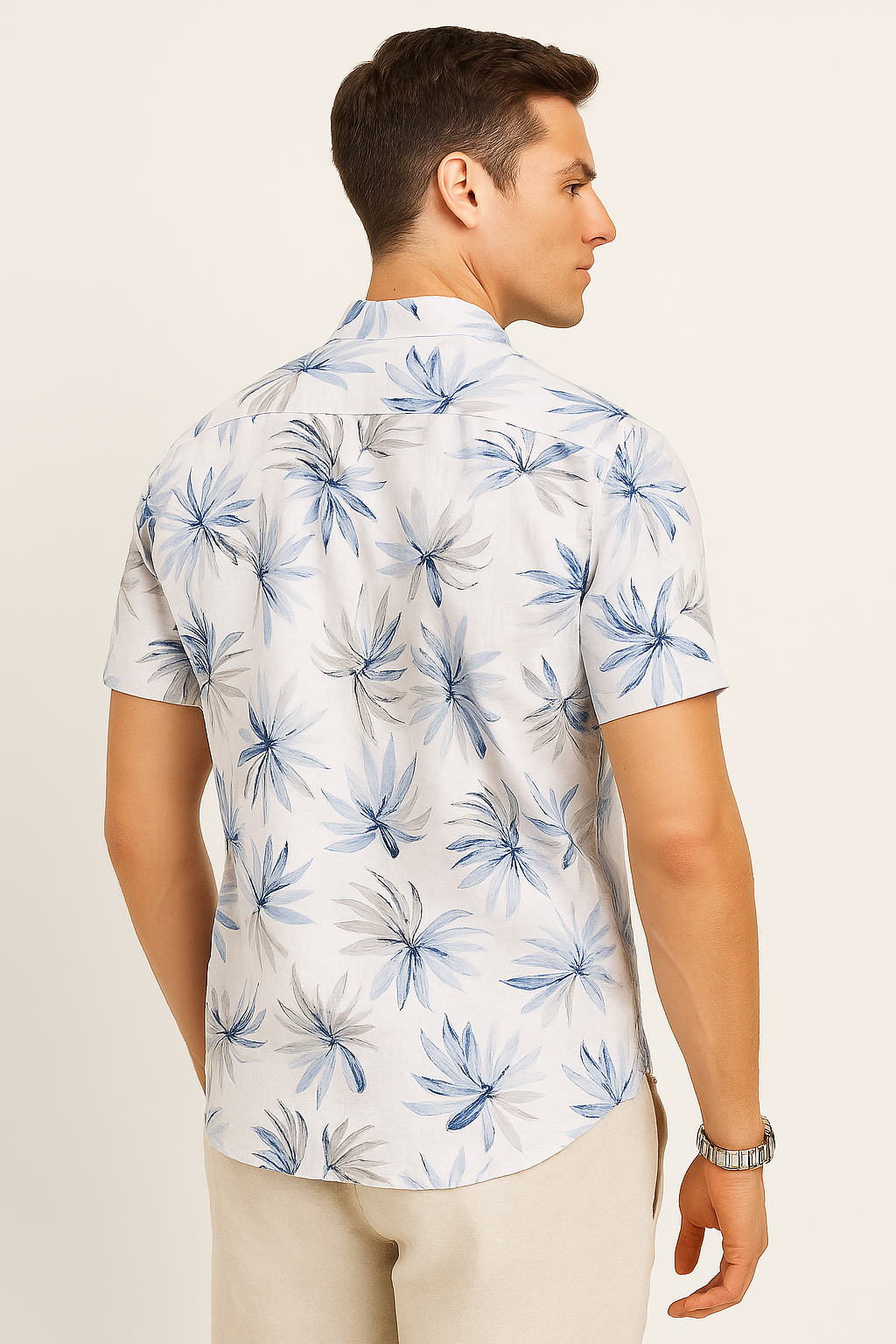 Camisas Para Hombre Estilo Lino B51366 Blanco