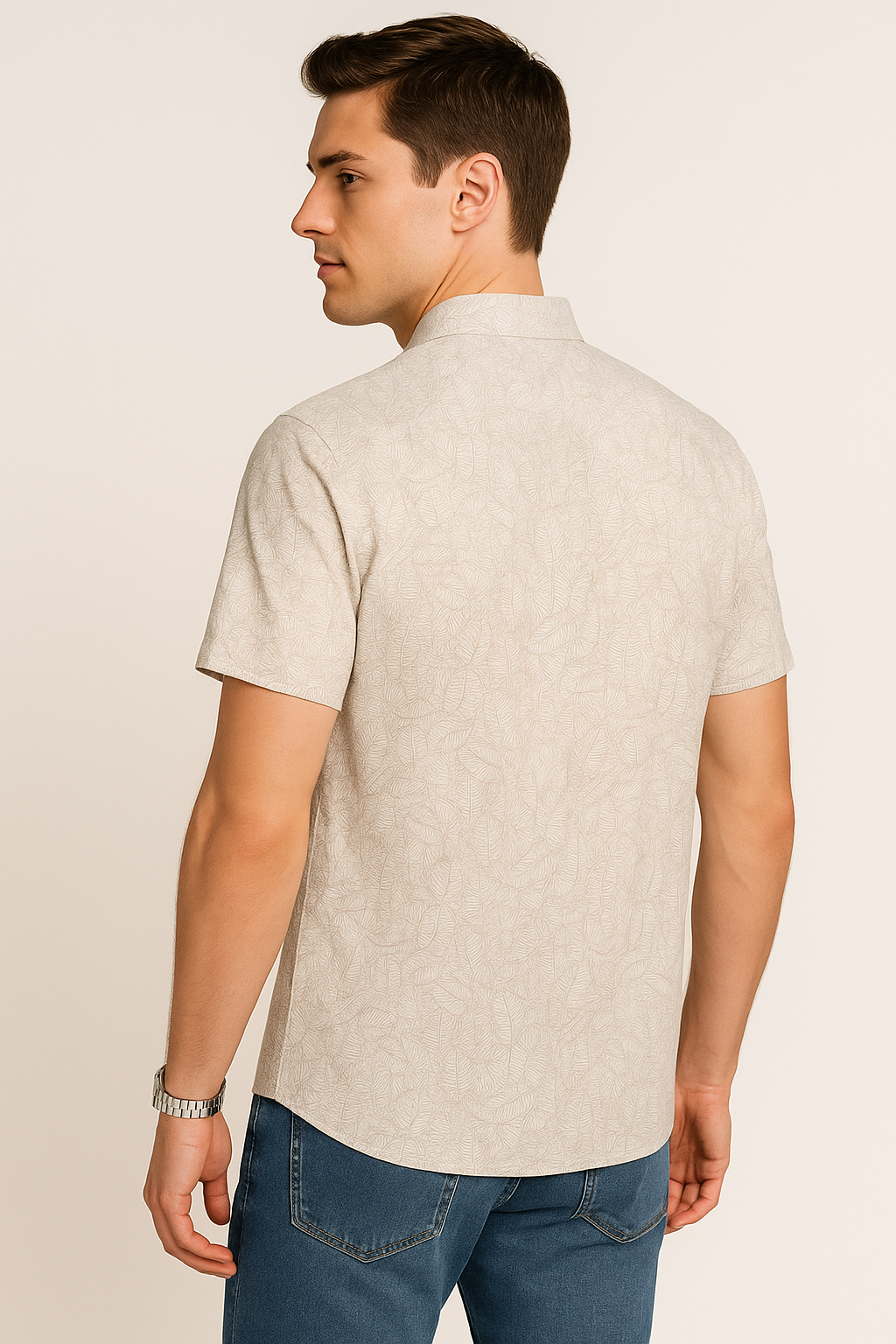Camisas Para Hombre Estilo Lino B51366 Beige