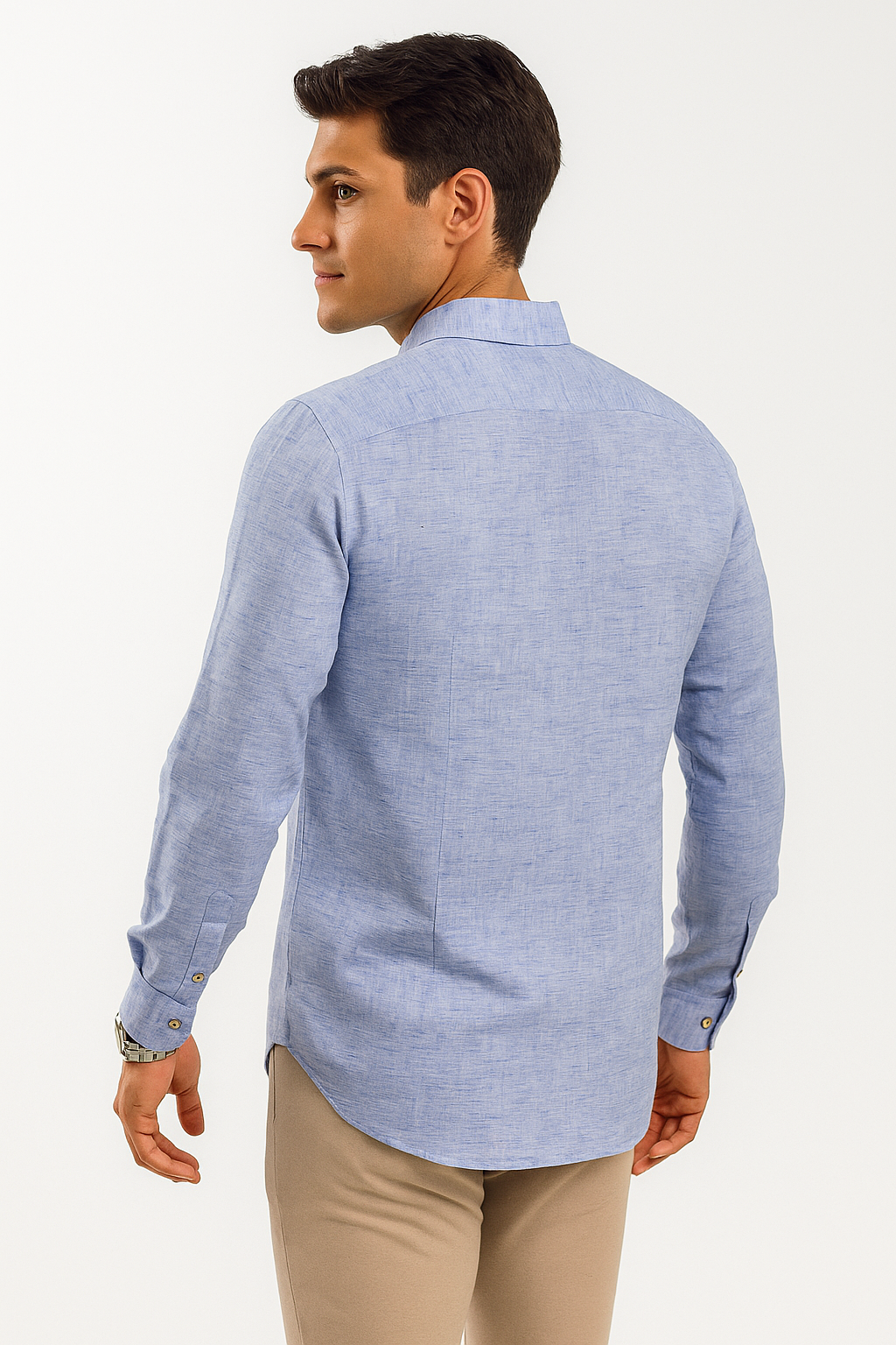 Camisas Para Hombre Tipo Lino Regular Fit B51321 Azul