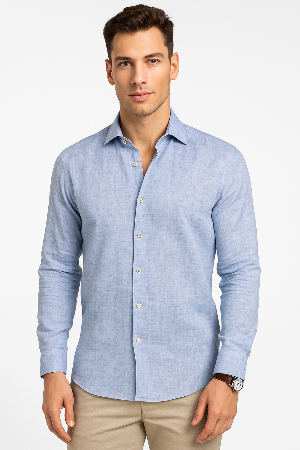 Camisas Para Hombre Tipo Lino Regular Fit B51321 Azul