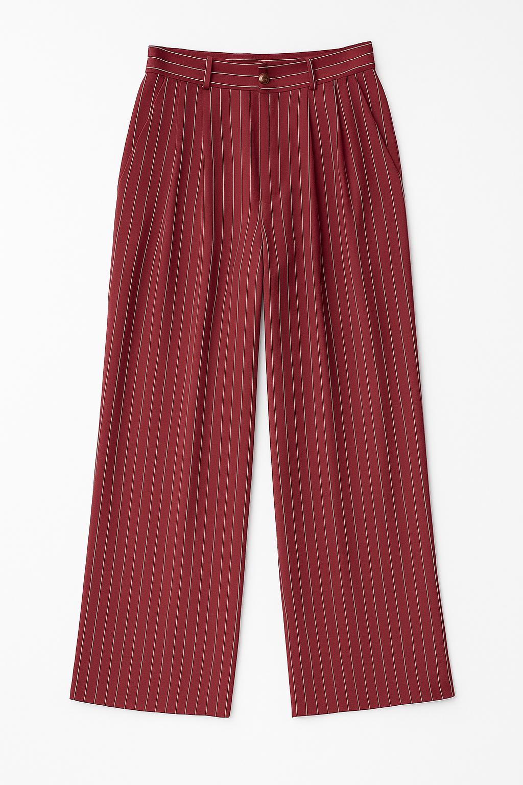 Pantalones Para Mujer De Rayas Estilo Sastrero Con Pinzas W53109 Vino