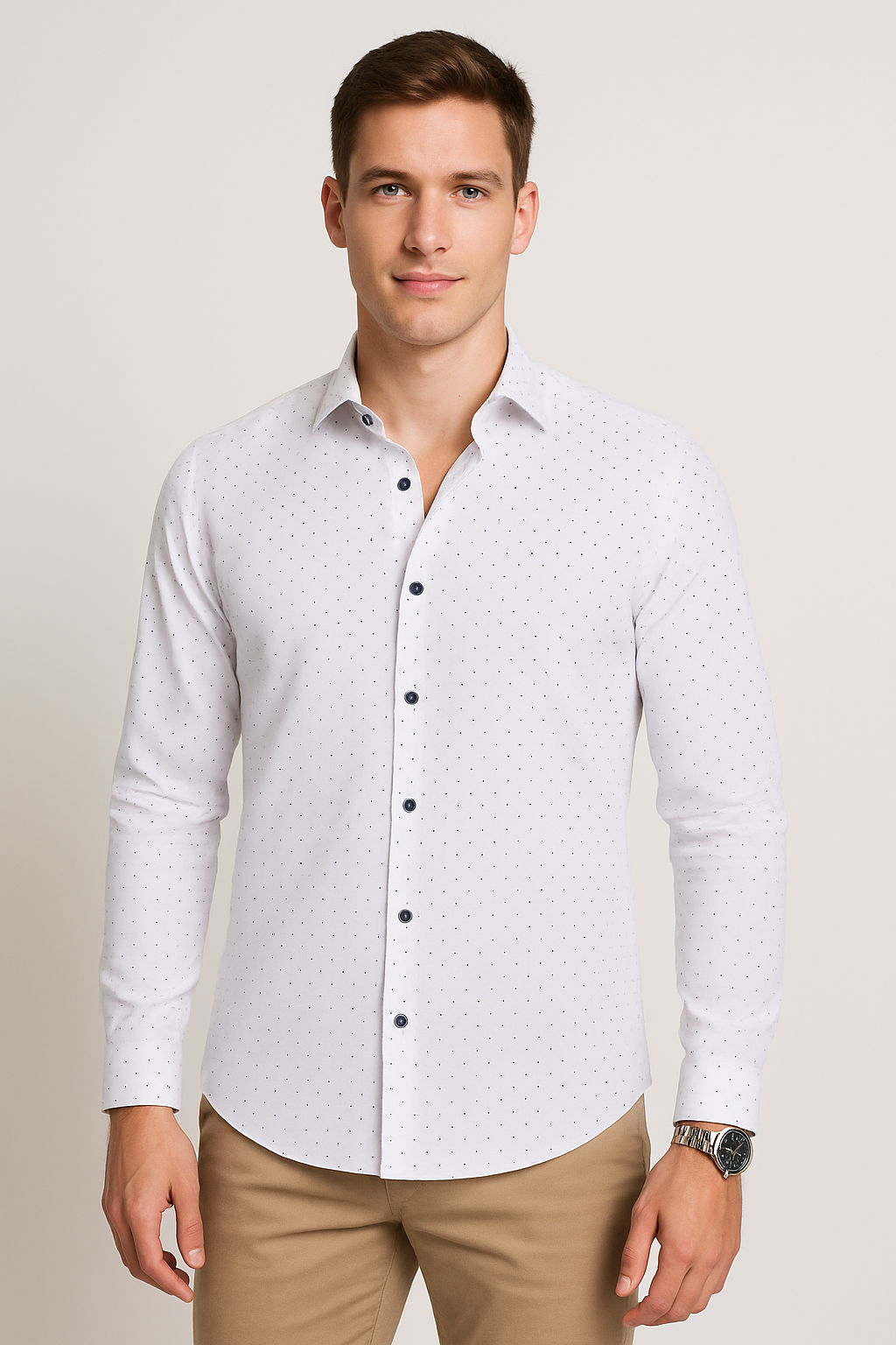 Camisas Para Hombre Slim Fit Microestampado B51316 Blanco