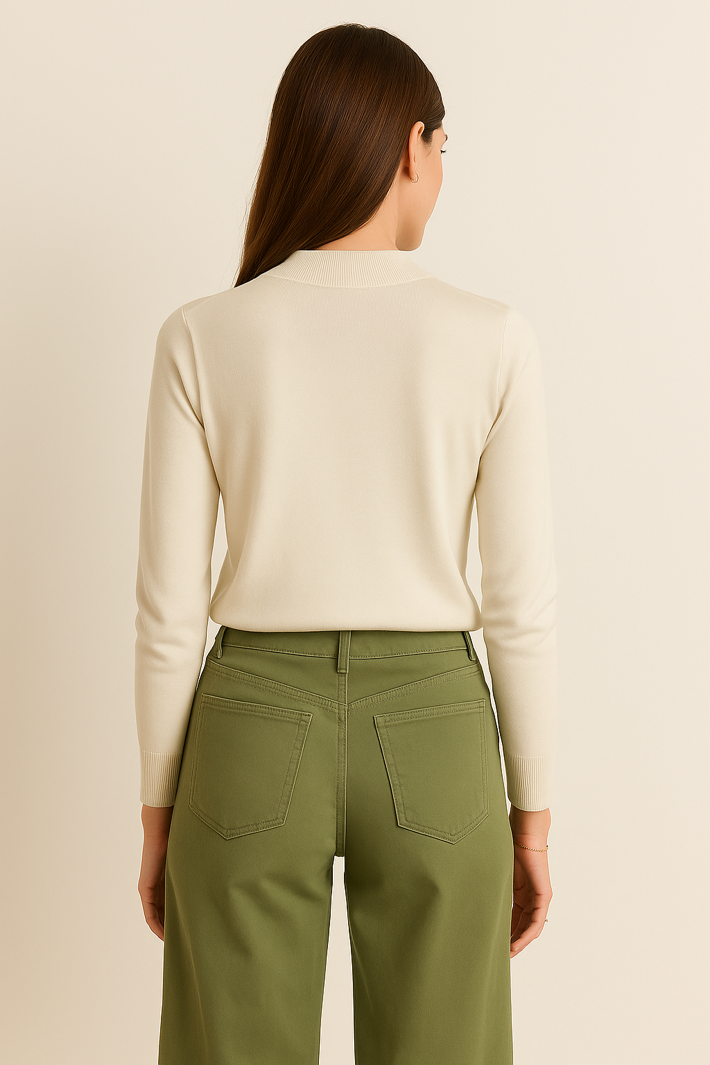 Sueteres Para Mujer Liso De Cuello Alto O43202 Hueso