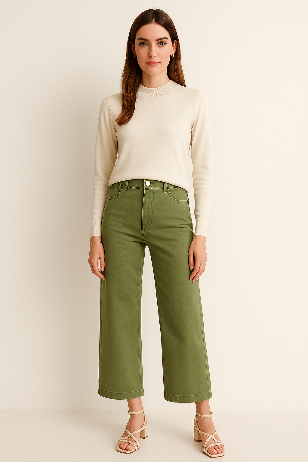 Sueteres Para Mujer Liso De Cuello Alto O43202 Hueso