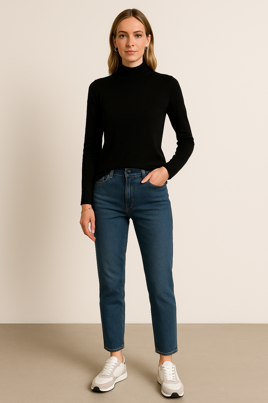 Sueteres Para Mujer Liso De Cuello Alto O43202 Negro