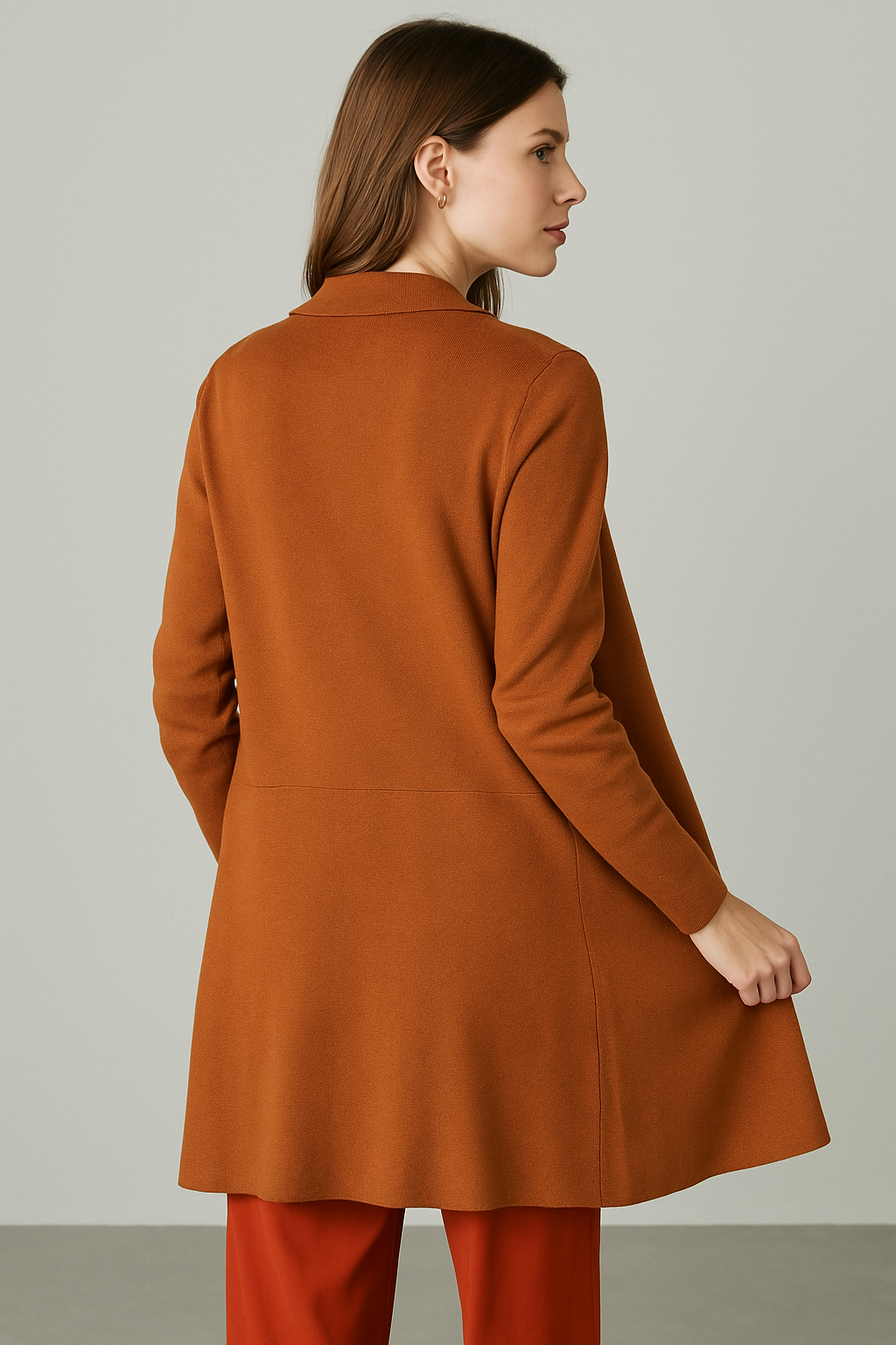 Sueteres Para Mujer Largo Abierto Tipo Gabardina O43205 Ocre