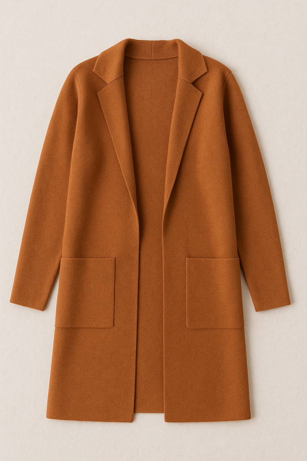 Sueteres Para Mujer Largo Abierto Tipo Gabardina O43205 Ocre