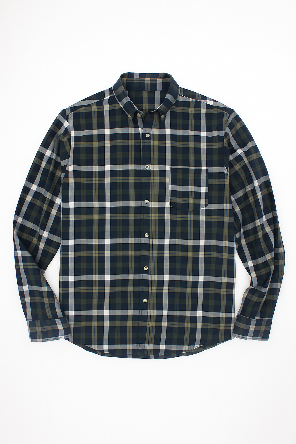 Camisas Para Hombre Clásica De Cuadros Con Textura Ligera B55109 Marino