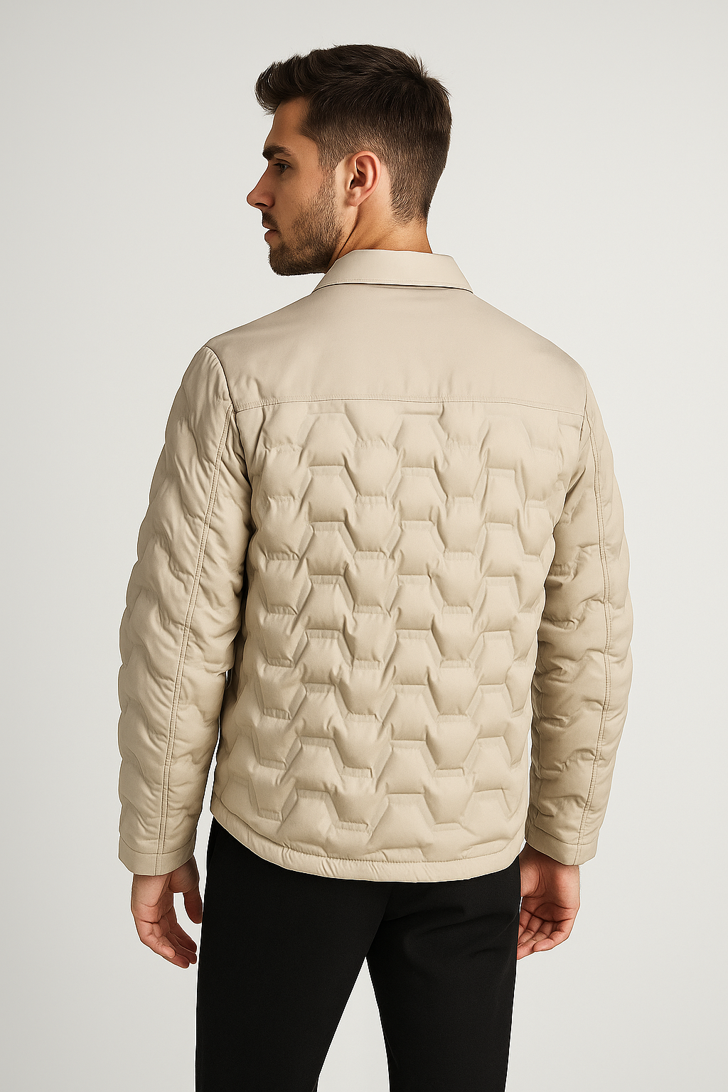 Chamarras Para Hombre Clásica De Invierno Estilo Acolchado D45302 Blanco