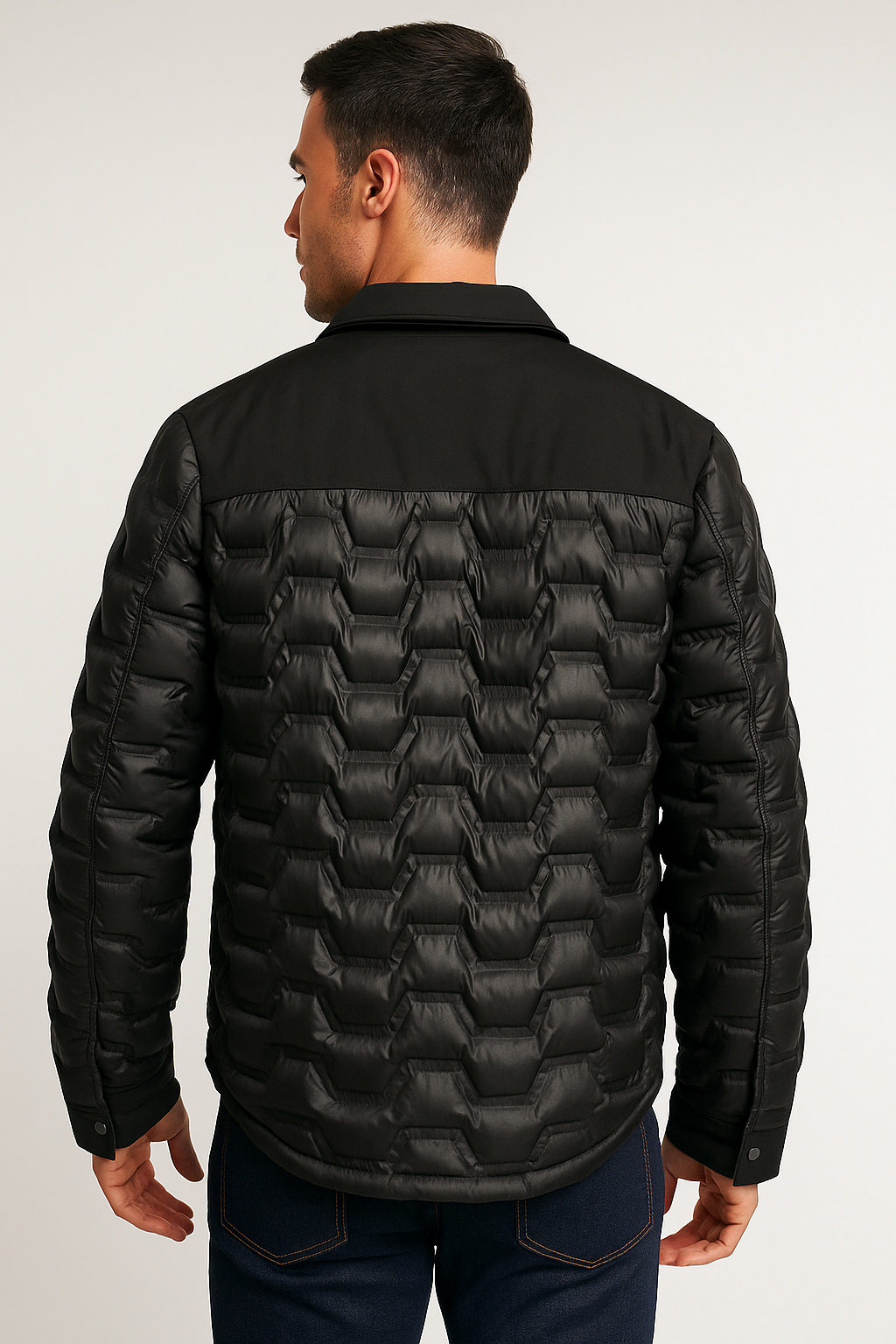 Chamarras Para Hombre Clásica De Invierno Estilo Acolchado D45302 Negro