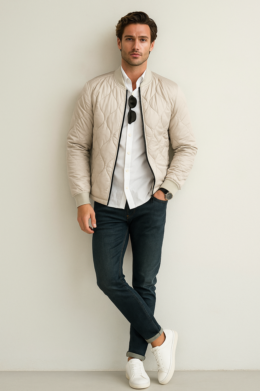 Chamarras Para Hombre De Invierno Estilo Acolchado D45303 Blanco