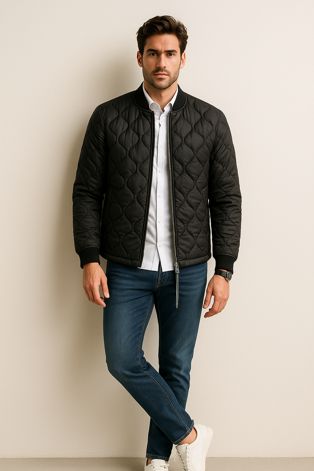 Chamarras Para Hombre De Invierno Estilo Acolchado D45303 Negro