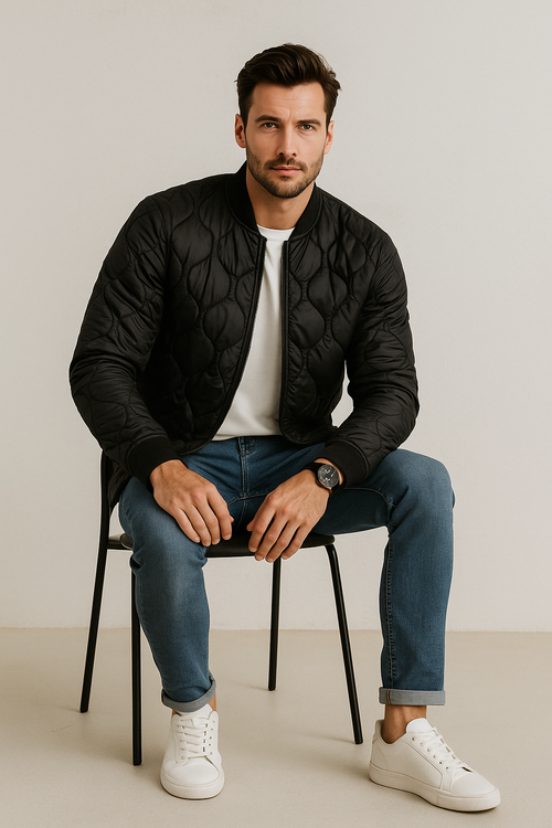 Chamarras Para Hombre De Invierno Estilo Acolchado D45303 Negro