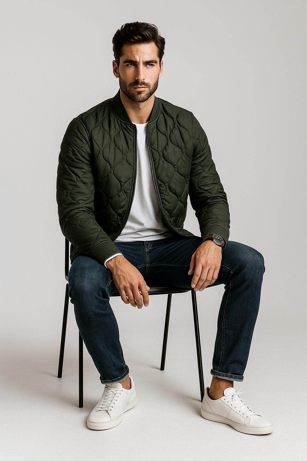 Chamarras Para Hombre De Invierno Estilo Acolchado D45303 Olivo