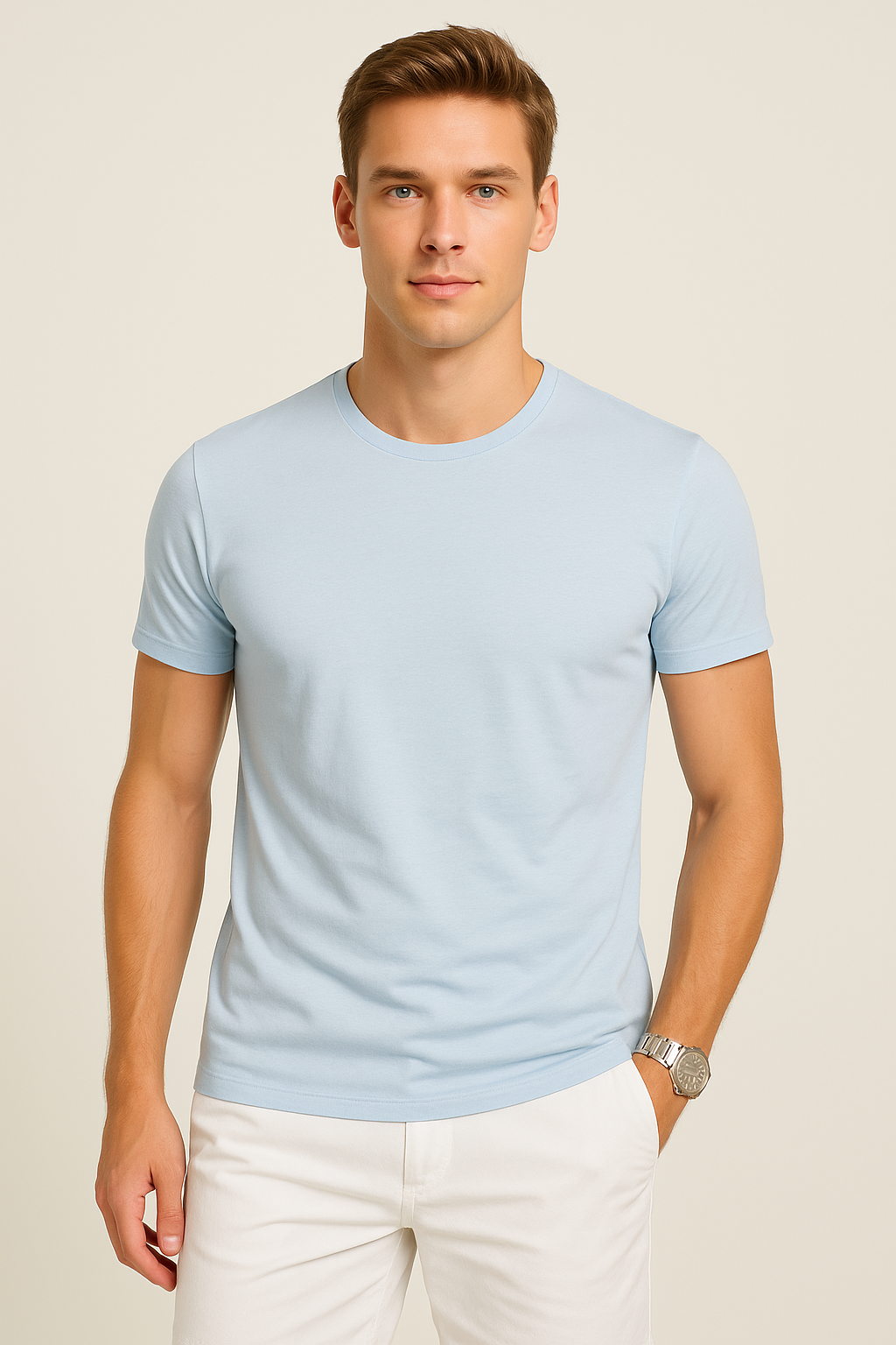 Playeras Para Hombre Cuello Redondo Basica APCR Cielo