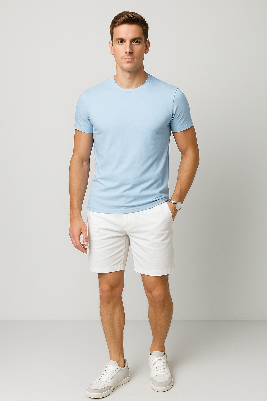 Playeras Para Hombre Cuello Redondo Basica APCR Cielo